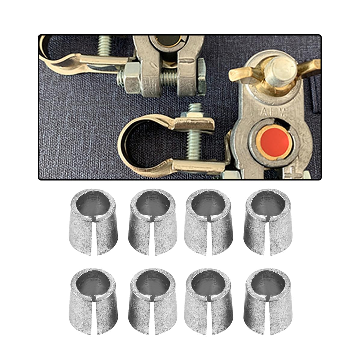 JNNJ 8 Stück Autobatterie-Adapterhülsen, Autobatterie-Anschlusskonverter-Pfostenadapter Anodenkathodenhülsen, Batterieanschlusshülsen Für Positive Oder Negative Pole Silber Angebot bei HelloDeals