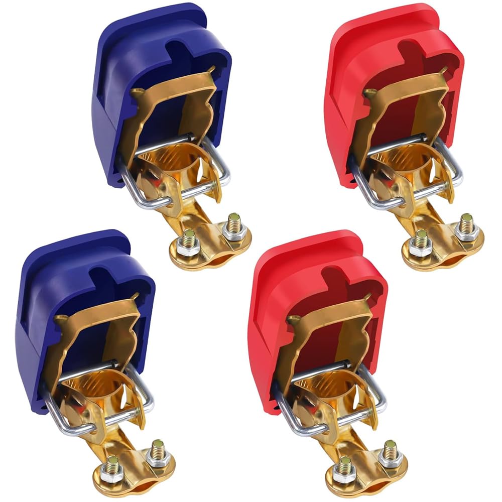 Autobatterie Klemmen, 2 Paare Auto Batterie Schnellklemmen, 12V Batteriepolklemmen Set Boot, Polklemmen Batterieklemmen für Auto Motorrad Truck Boot Rot Blau Angebot bei HelloDeals