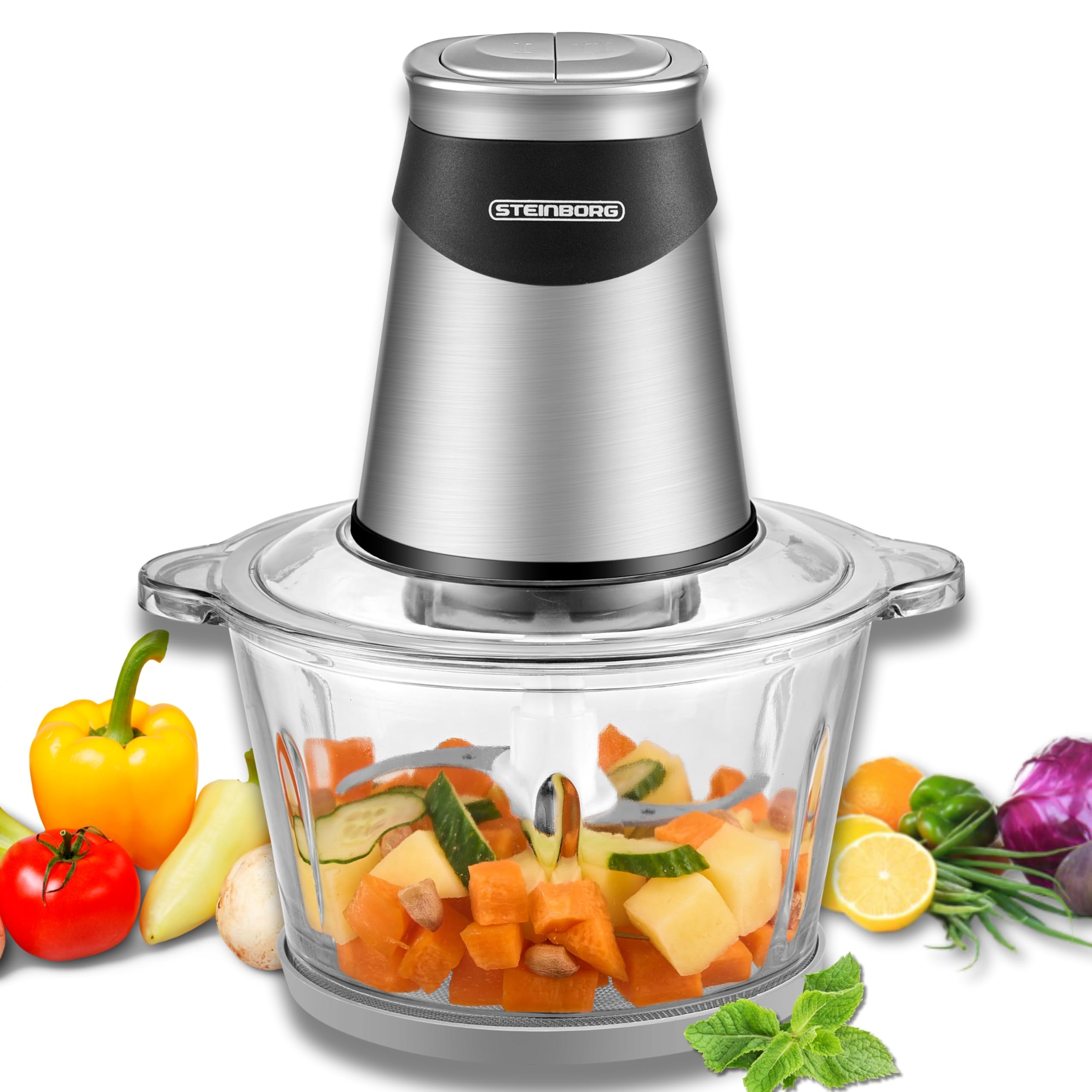 Zerkleinerer elektrisch extra stark Multizerkleinerer Blitzhacker 500W 1,8L elektrischer Universalzerkleinerer mit Glasbehälter Universal-Küchenmaschine Mixer für Babykost Nüsse Gemüse Obst Fleisch Angebot bei HelloDeals