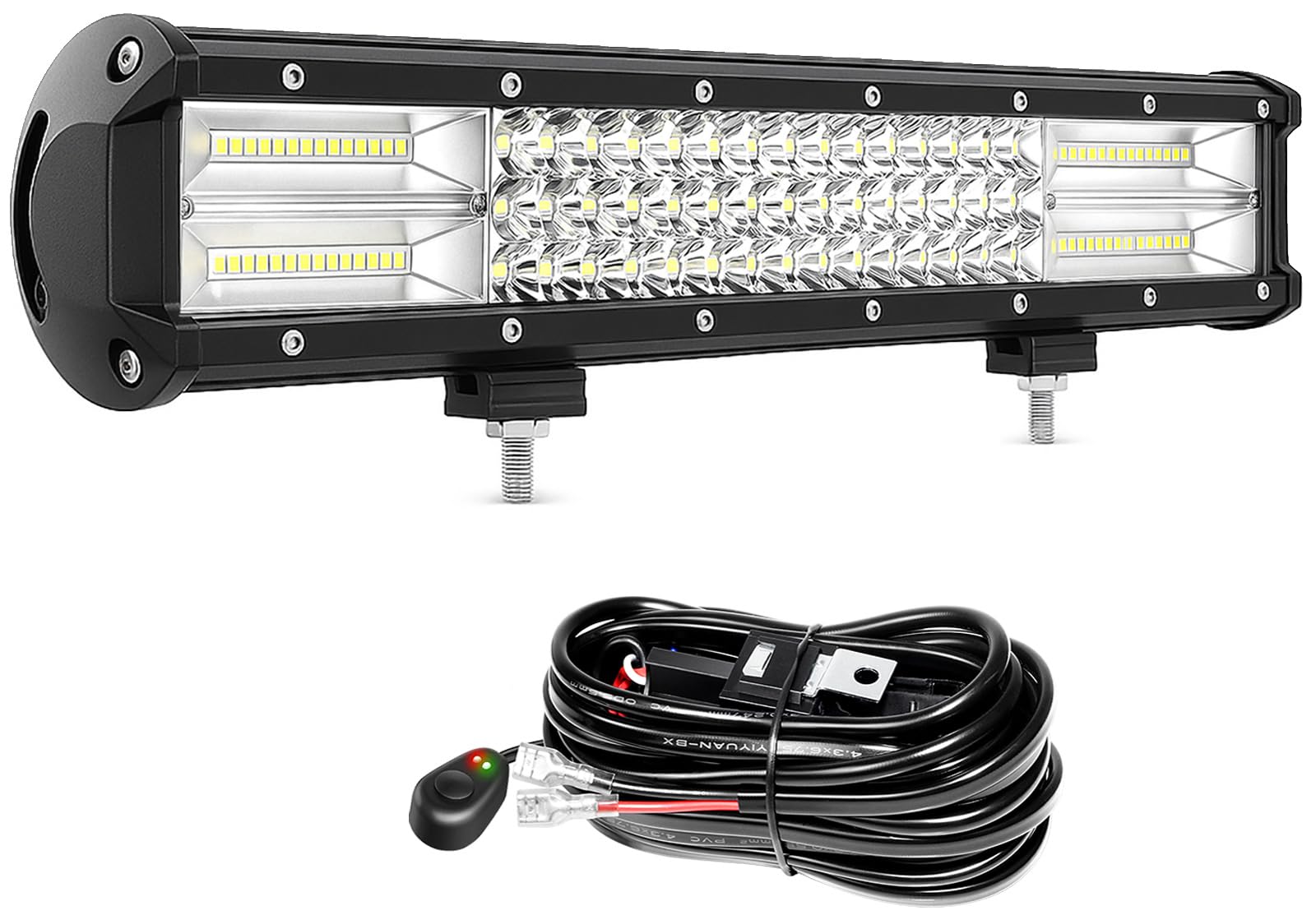 Willpower 23 Zoll 324W LED Arbeitsscheinwerfer Bar mit 12V Kabelbaum, led balken für Auto Bagger Anhänger Traktoren LKW SUV offroad 23 Zoll 324W + Verdrahtung Angebot bei HelloDeals