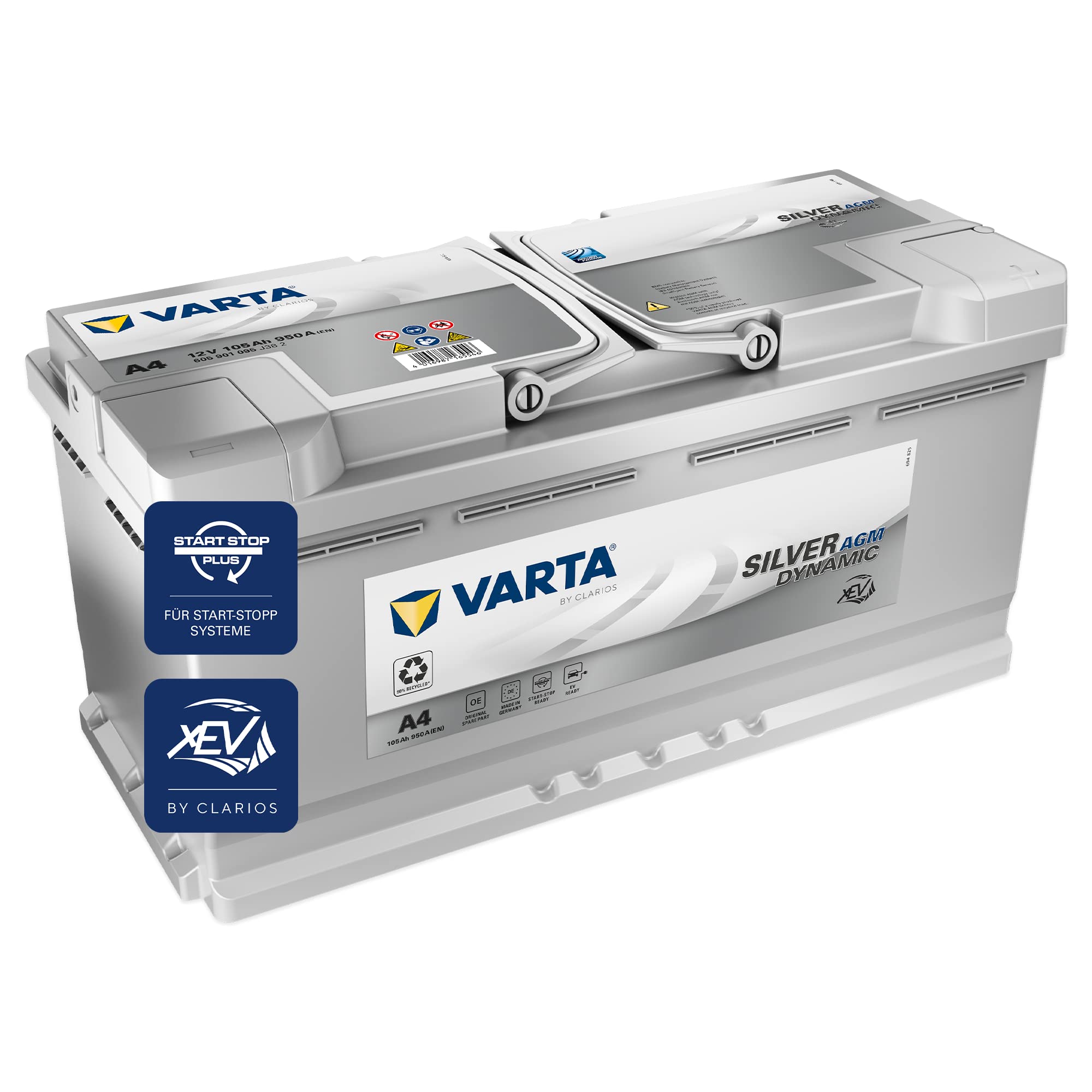 VARTA Silver Dynamic AGM Batterie A4 – Start-Stop und xEV Autobatterie 12V 105Ah 950A – Starterbatterie für Autos mit hohem Energiebedarf Angebot bei HelloDeals