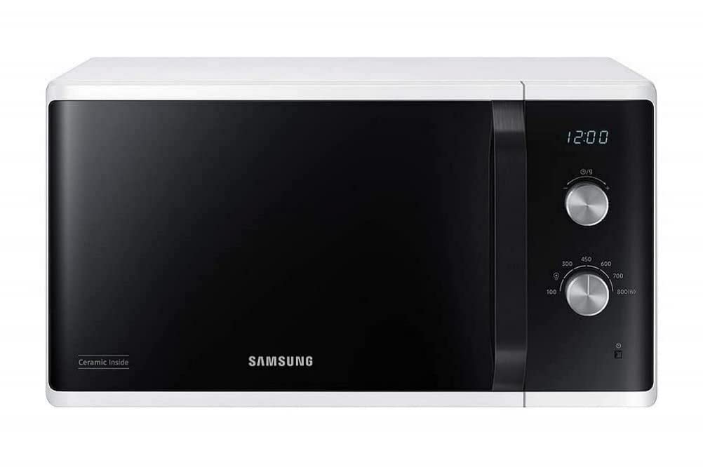 Samsung MW3500 Mikrowelle MS23K3614AW/EG / 800 W / 23 L Garraum / 48, 9 cm Breite / Kratzfester Keramik-Emaille-Innenraum / 6 Leistungsstufen / Weiß Single Angebot bei HelloDeals