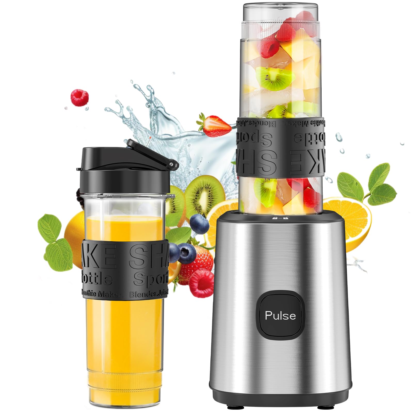 Mixer, Smoothie Maker, Standmixer, 500W Smoothie Mixer mit 2x570ml Smoothie Flaschen BPA frei Tritan,Tragbarer Blender Smoothie Maker aus Edelstahl 4-Klingen-System,für Jede Art von Shake und Smoothie Angebot bei HelloDeals
