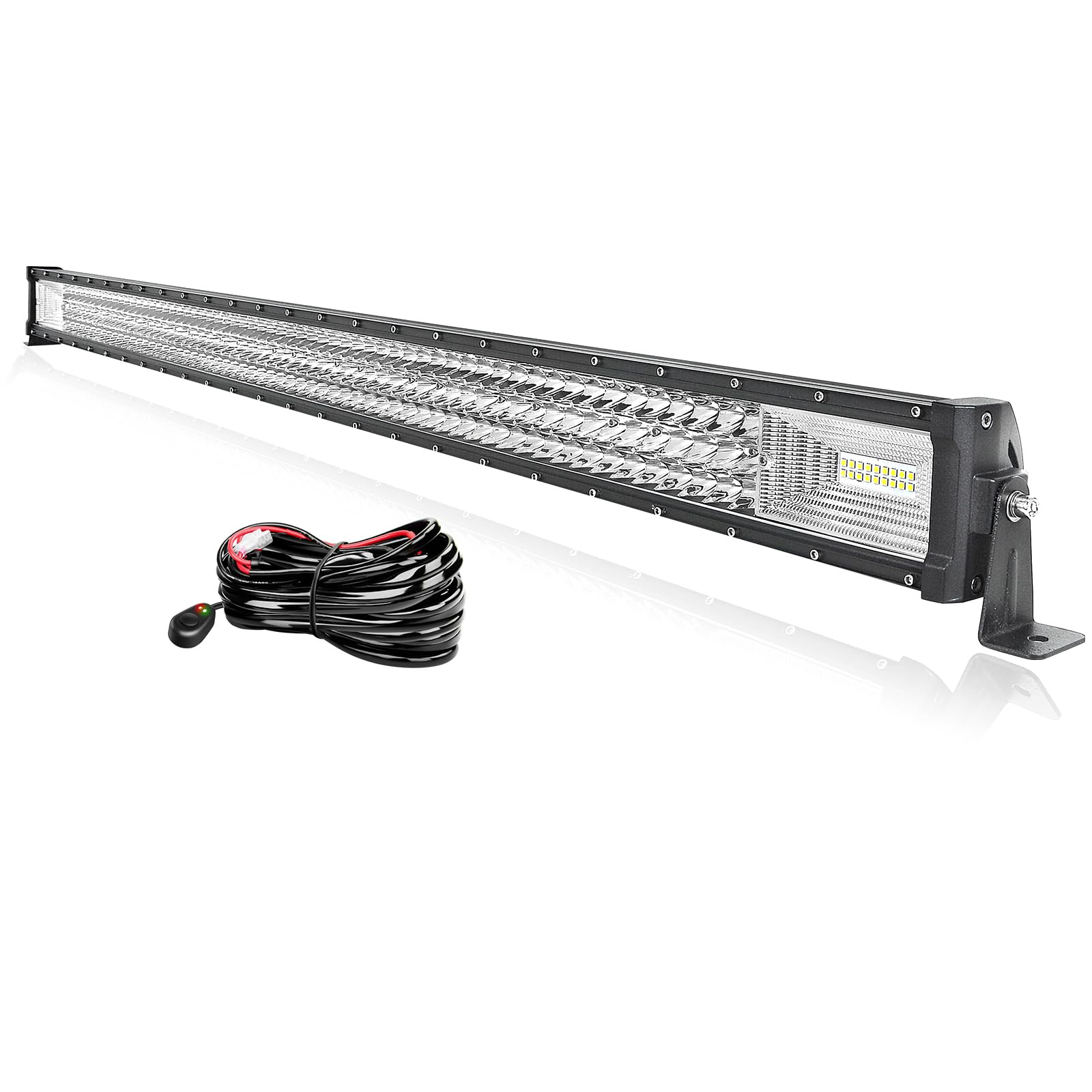 PICAA 52 Zoll 675W 3 Rows LED Lightbar Auto 12V Mit Kabelbaum Kit Led Lichtbalken Arbeitsscheinwerfer Bar 6000K Weiß Wasserdicht für Offroad LKW 4WD 4x4 SUV KFZ UTE ATV 52 Zoll 675W + Drahtseil Angebot bei HelloDeals