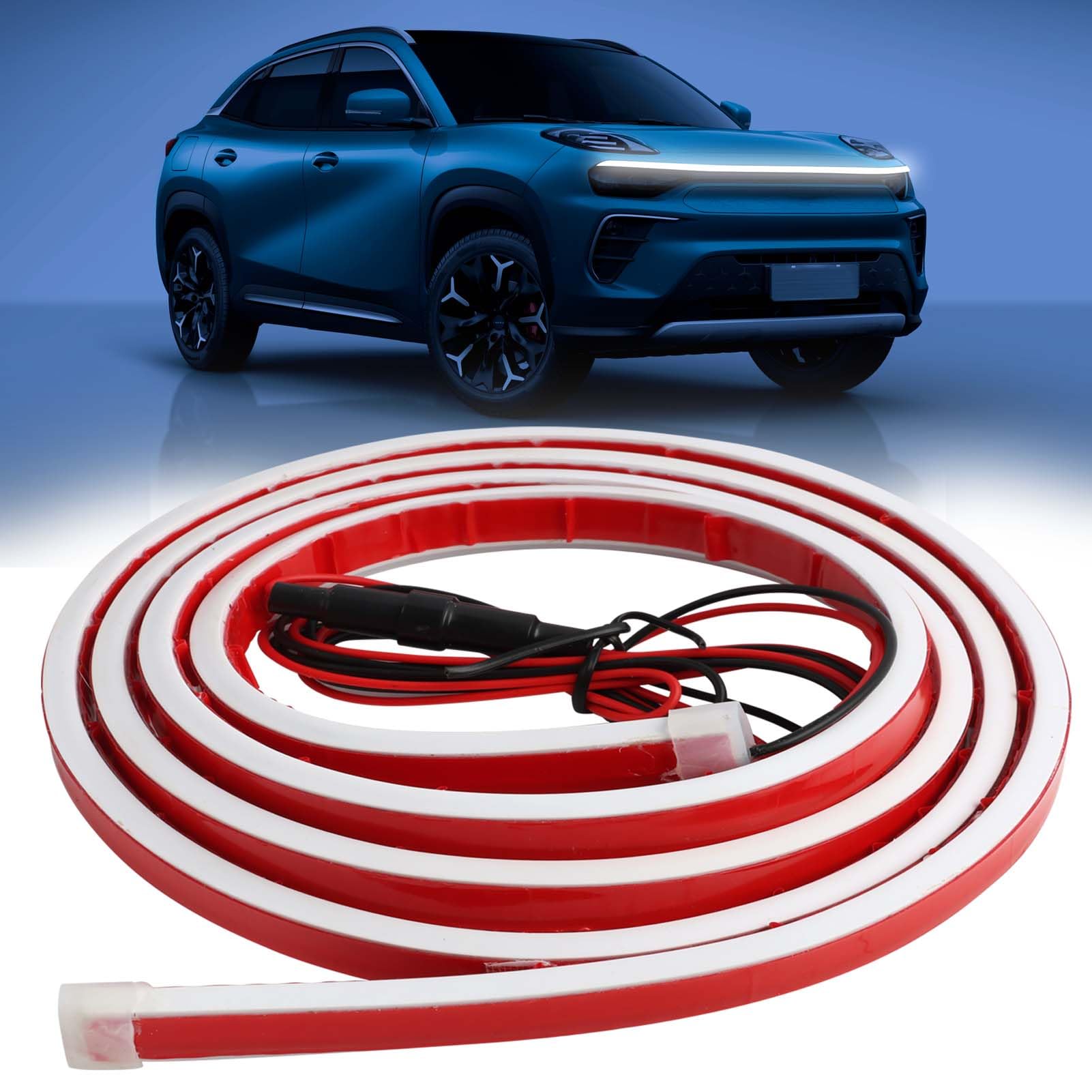 EuAcesry Waterproof Auto Streifen Licht, 150 cm Car Hood LED Strip Lights, Universal Auto Tagfahrlicht, 10-16V Car Hood Light Strip Motorhaube Lichtstreifen für SUV, LKW Angebot bei HelloDeals