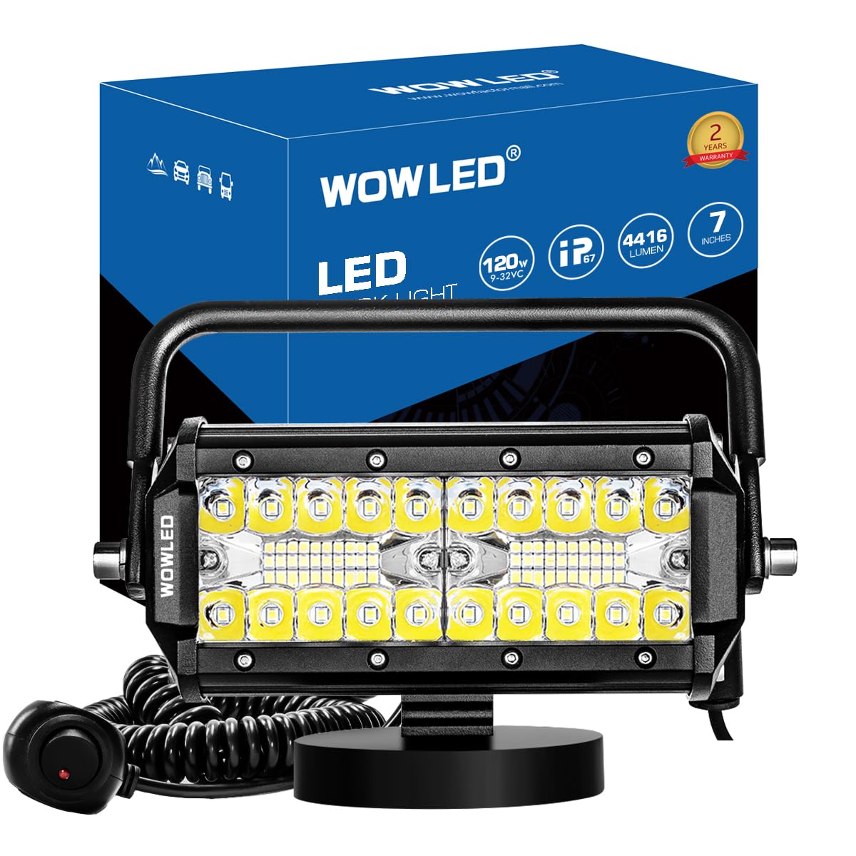 WOWLED Magnetische LED-Arbeitslichtleiste, 17.8 cm, 120 W, LED-Combo-Strahler mit magnetischer Basishalterung, tragbare LED-Licht-Flutlicht und Spot für Camping, Auto, Fahrlampe, Nebelscheinwerfer 120W Combo Magnetic Light Bar Angebot bei HelloDeals