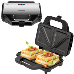 Steinborg XXL Sandwichmaker | 4 Sandwichecken | Cool-Touch-Gehäuse | Antihaftbeschichtung | Sandwichtoaster | Sandwich Maker | Elektrogrill | Paninitoaster Angebot bei HelloDeals