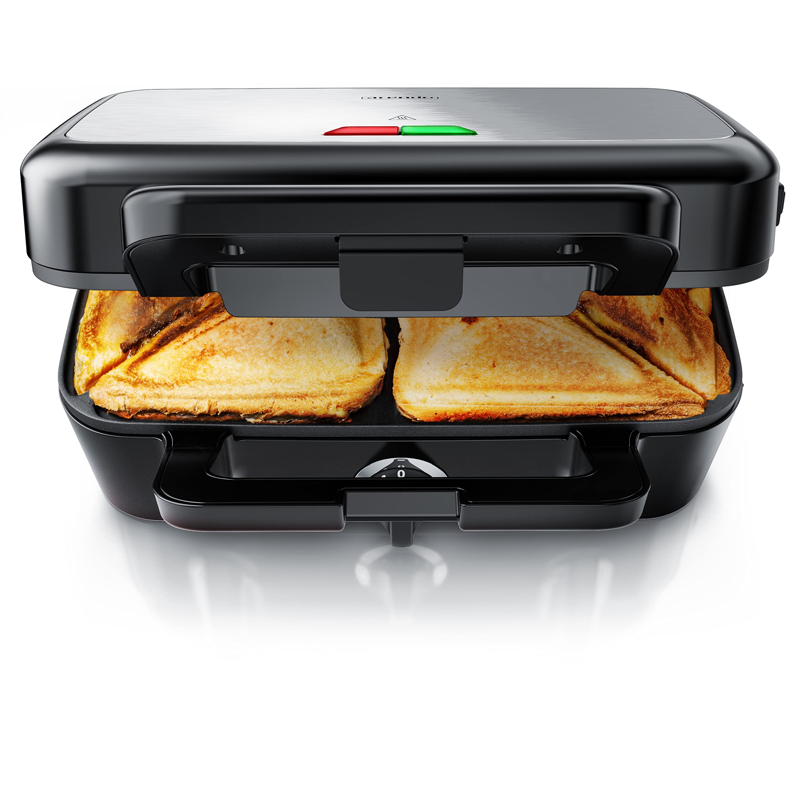 Arendo - Sandwichmaker 1200 W mit Antihaftbeschichtung - mit abnehmbaren Platten - spülmaschinentauglich - BPA frei - Temperaturkontrolle – Sandwich Maker - Sandwichtoaster für große Toasts Angebot bei HelloDeals