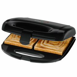 Clatronic® Sandwichmaker | für viereckige Sandwichplatten | Sandwichtoaster mit Antihaftbeschichtung | Toaster Sandwichtoaster mit Backampel | Sandwich Maker bis zu 820 Watt | ST 3814 schwarz Angebot bei HelloDeals
