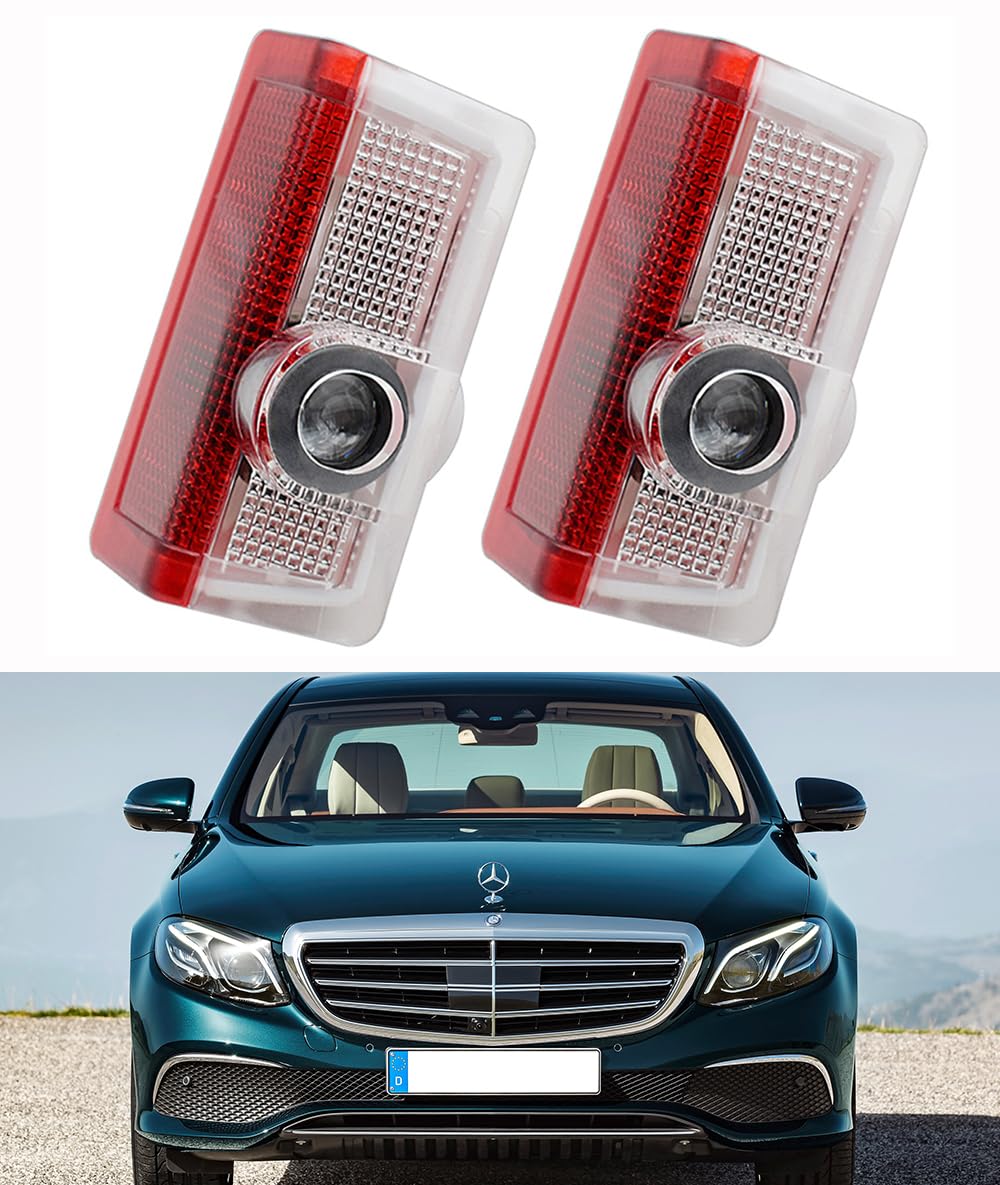 AutoQi Für Mercedes W176 W177 W205 S205 W212 W213 W242 W246 W247 W166 LED Projektor Einstiegsbeleuchtung Tür Logo Laser Türlicht, 2 STK (Stern + Schriftzug) Angebot bei HelloDeals