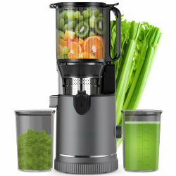 Entsafter - Slow Juicer mit 147 mm Einfüllschacht & 400W Motor | Hohe Saftausbeute & Nährstofferhalt | 1,8L Kapazität inkl. 2 Gläser | Entsafter für Ganzes Obst & Gemüse Angebot bei HelloDeals