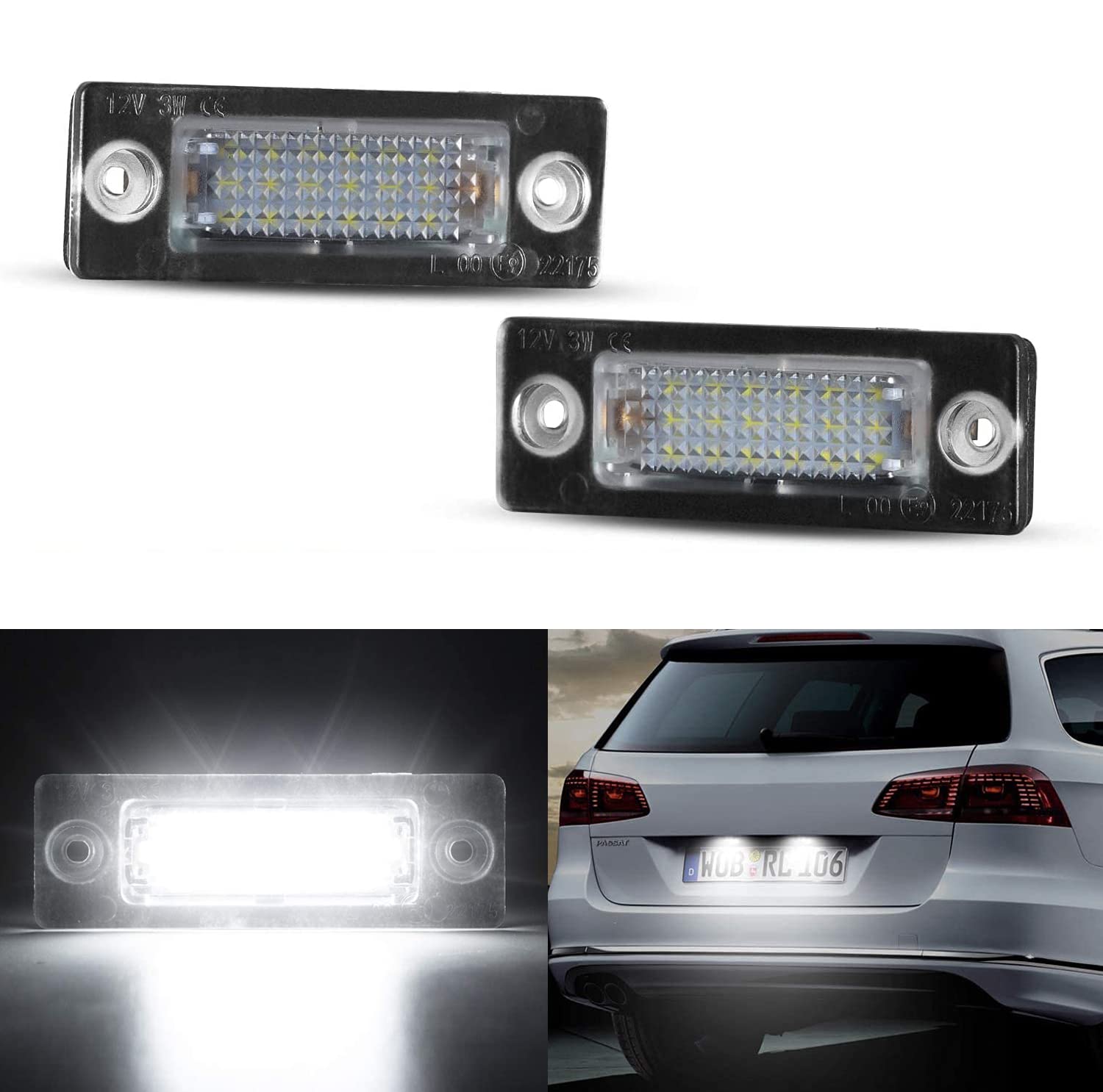 OZ-LAMPE LED Kennzeichenbeleuchtung für V-W Caddy 2K Golf Plus 5M1 Jetta 1K2 Passat Limousine 3bg Passat Variant 3C B6 T5 7H 7J Touran 1T1 1T2 1T3, Kennzeichen CANBus Nummernschildbeleuchtung 2 Stücke für VW Angebot bei HelloDeals