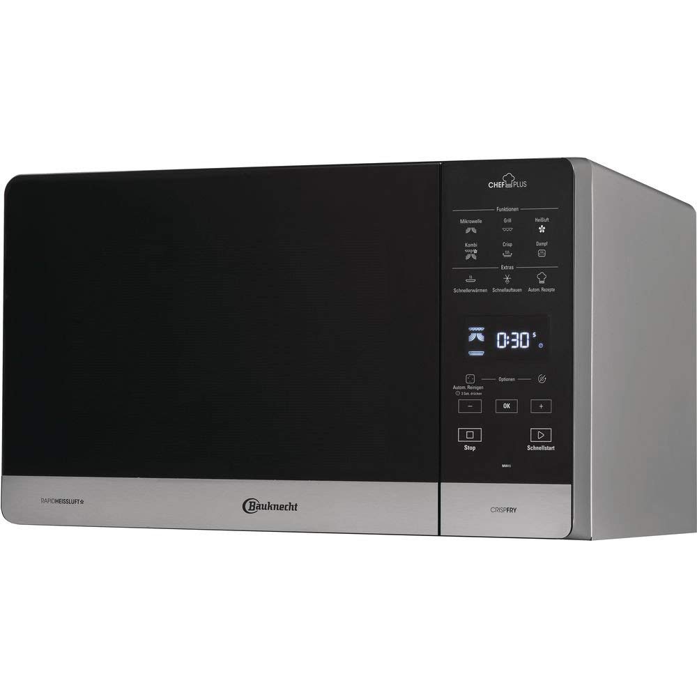 Bauknecht MW 49 SL Freistehender Mikrowellen Backofen/ Mikrowelle 800 Watt/ Quarz-Grill 900 Watt/ Heißluft 1700 Watt/ Dampfgarfunktion inkl. Dampfgarbehälter Aluminum-silber Angebot bei HelloDeals