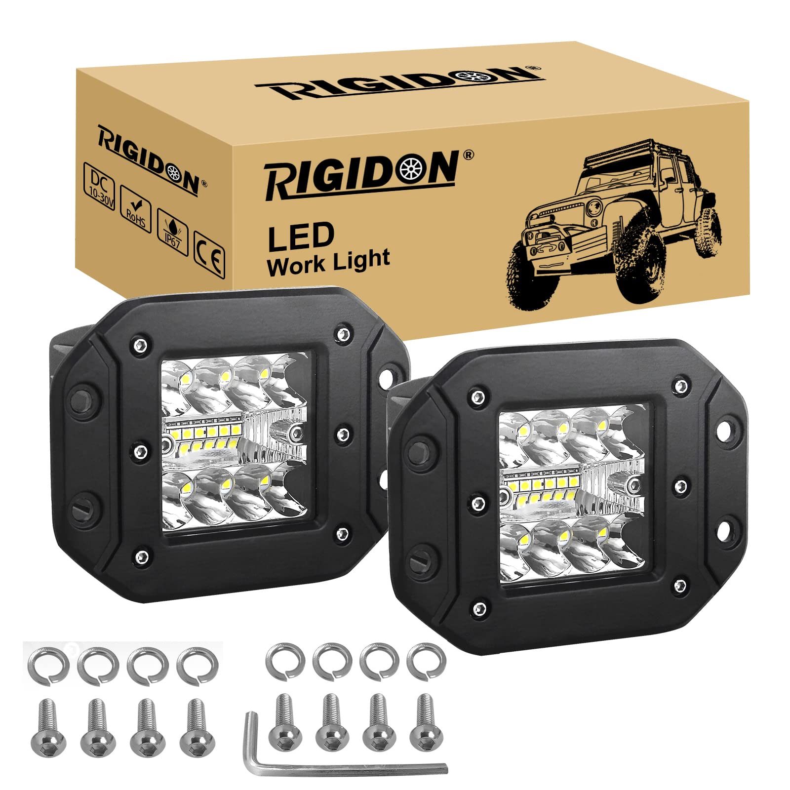 RIGIDON 2 Pcs LED Scheinwerfer Arbeitsscheinwerfer, 12V 24V 5 Zoll 13cm 42W Spot Strahler, Offroad Beleuchtung für Auto SUV ATV, Traktor, LKW, 4x4 Nebelscheinwerfer, Arbeitslicht 6000K 2 Pcs 42W Spot Angebot bei HelloDeals