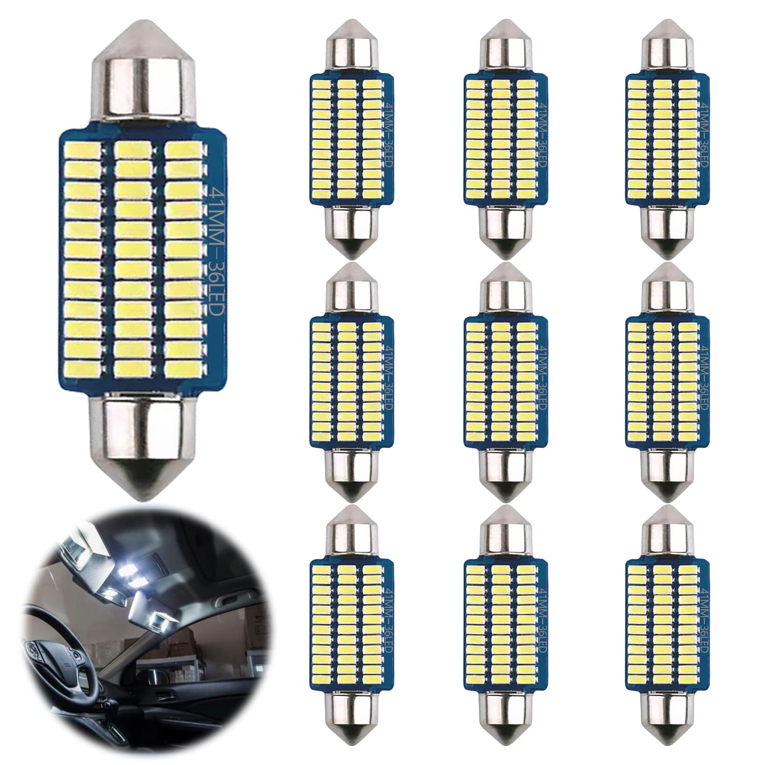 FFTANXS Led innenraumbeleuchtung auto, Led Auto Innenbeleuchtung 41MM Kaltweiss, LED Innenbeleuchtung Streifen,Plug and Play 12V innenraumbeleuchtung,Auto Beleuchtung Innenraum, Auto Licht Innenraum Weiß2 Angebot bei HelloDeals