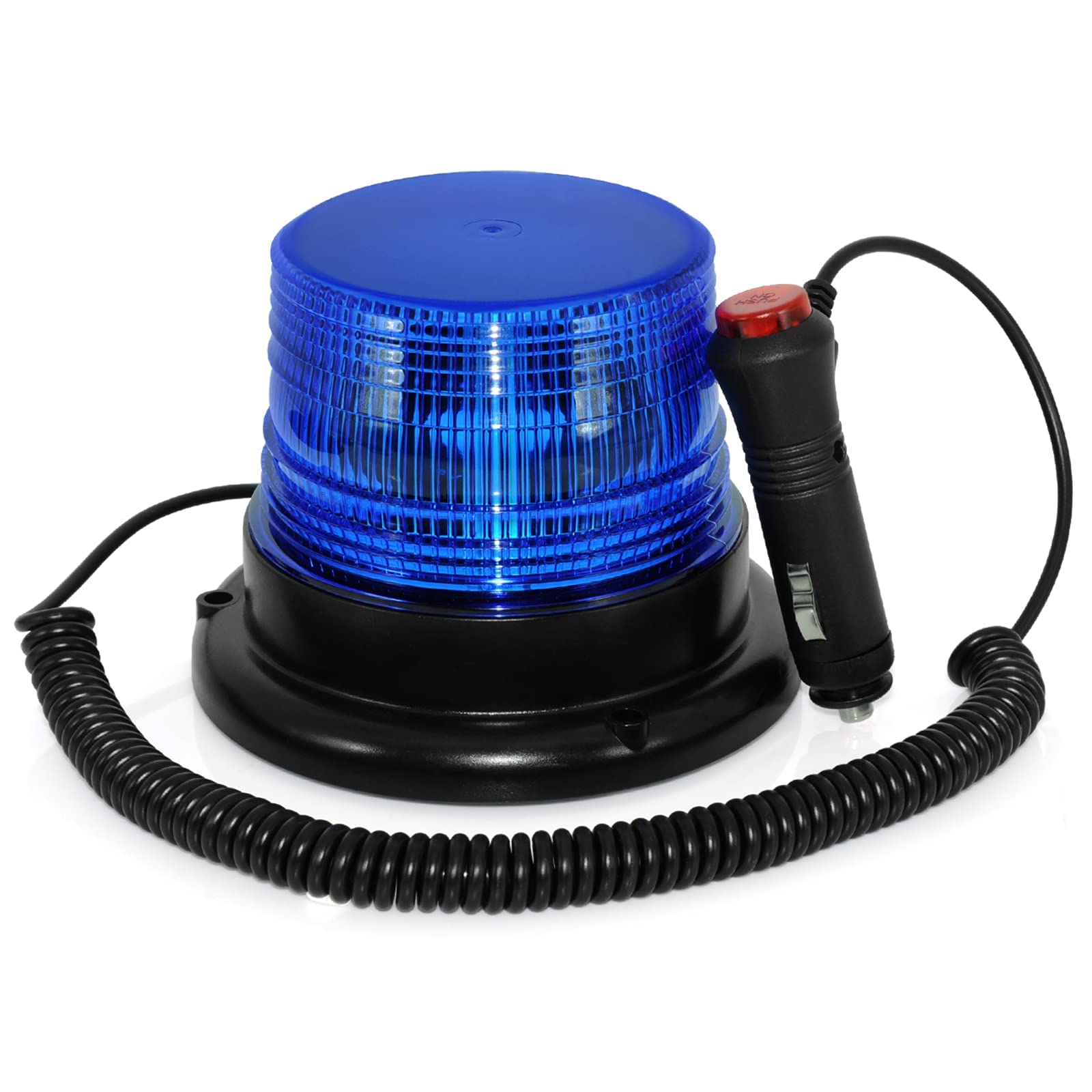 AnTom LED Rundumkennleuchte Blau Rundumleuchte für Auto Anhänger Wohnwagen SUV - Magnetfuß - 12V/80V Verkabelt Blau Angebot bei HelloDeals