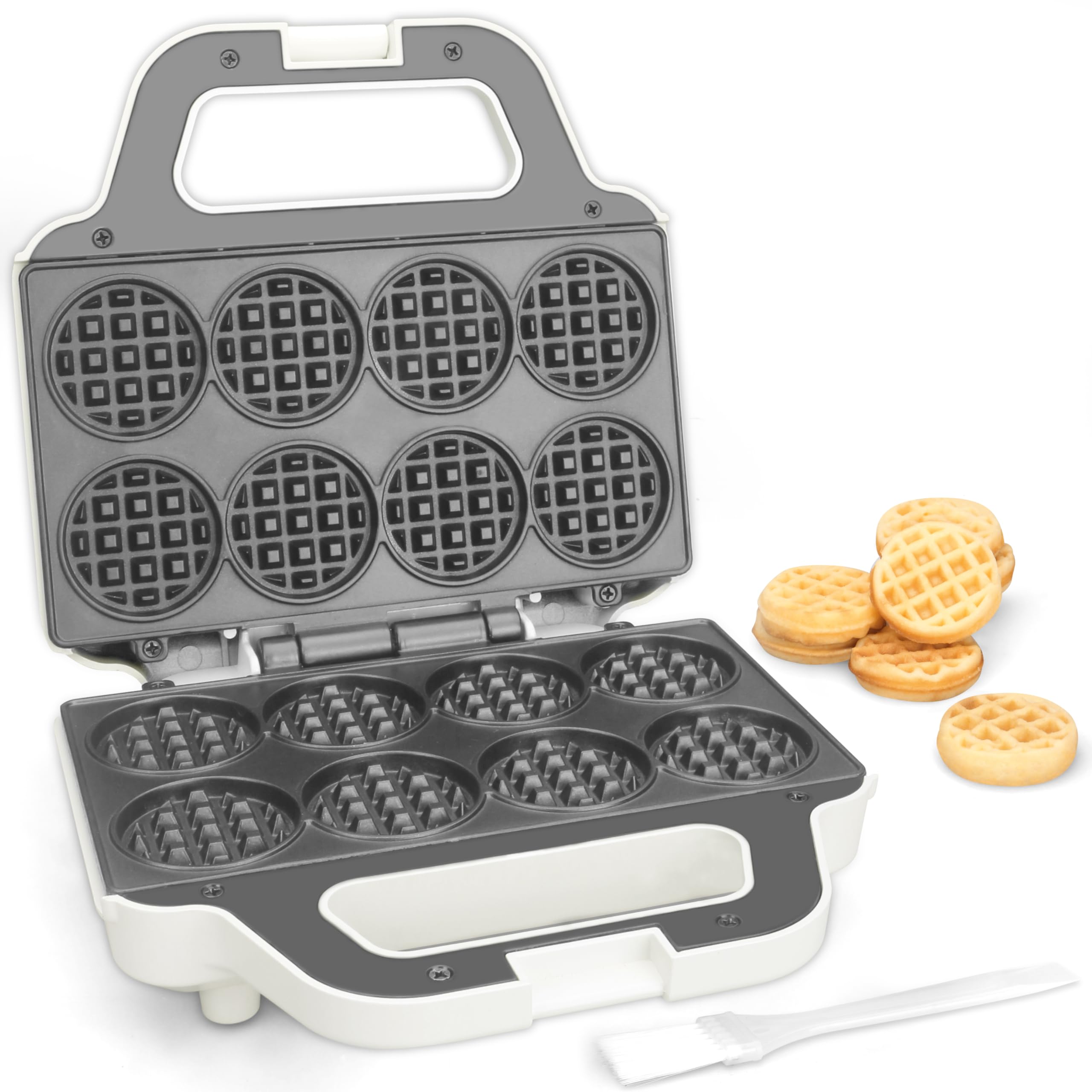 SugarWhisk Mini-Waffelmaschine, Waffeleisen für Kinder, backt 8 x 5cm winzige Waffeln, kleine Waffelmaschine, kompakt & einfach zu bedienen, antihaftbeschichtete Oberfläche, inklusive Rezept, weiß Angebot bei HelloDeals