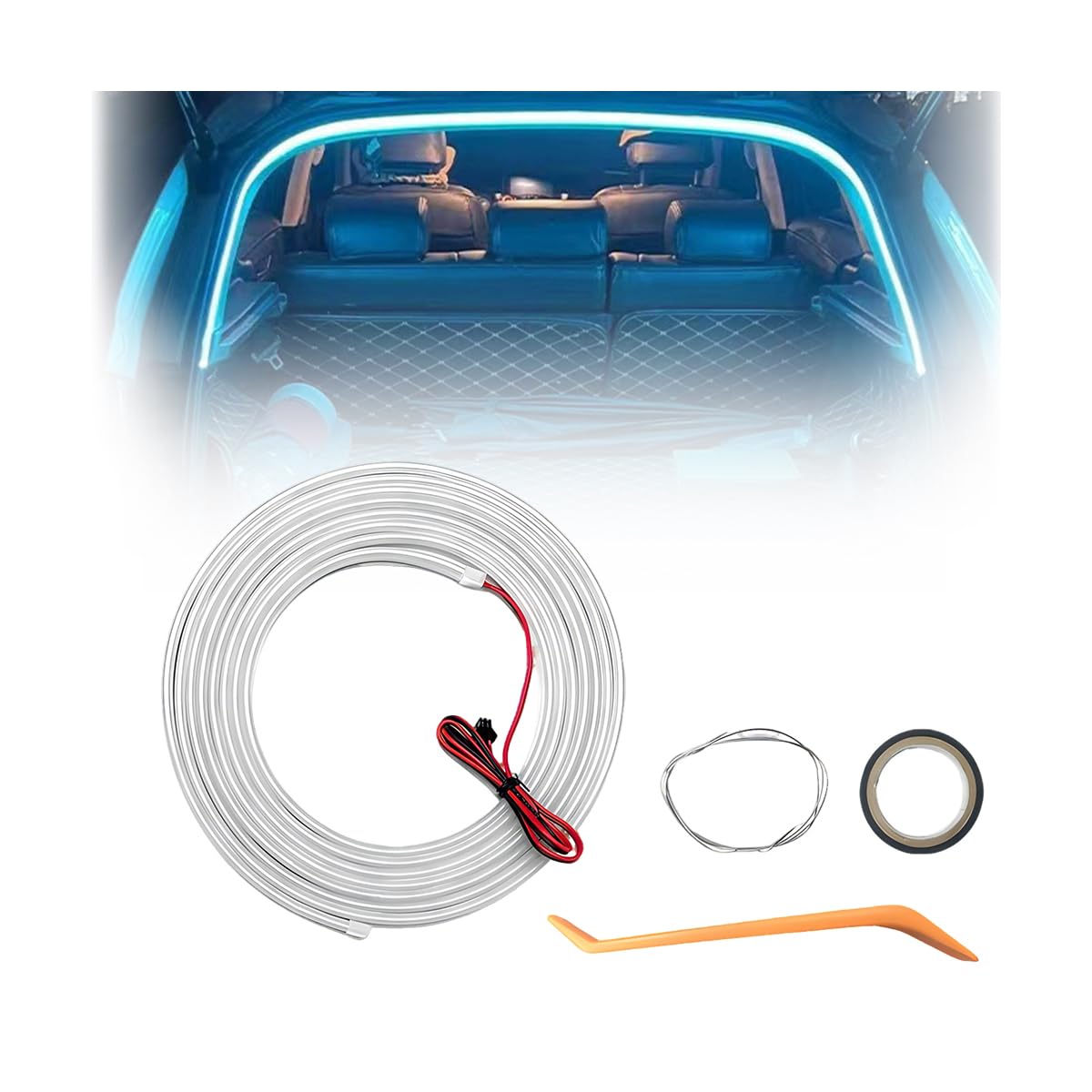 Czerio Dynamic Flowing Car Trunk Light Strip, Kofferraum Beleuchtung Led Band, Automatischer Sensor Tail Box Light Strip, Kofferraum Lichtstreifen Lichtleiste (Blau, 4m Dynamischeslicht) Blau 4m Dynamischeslicht Angebot bei HelloDeals
