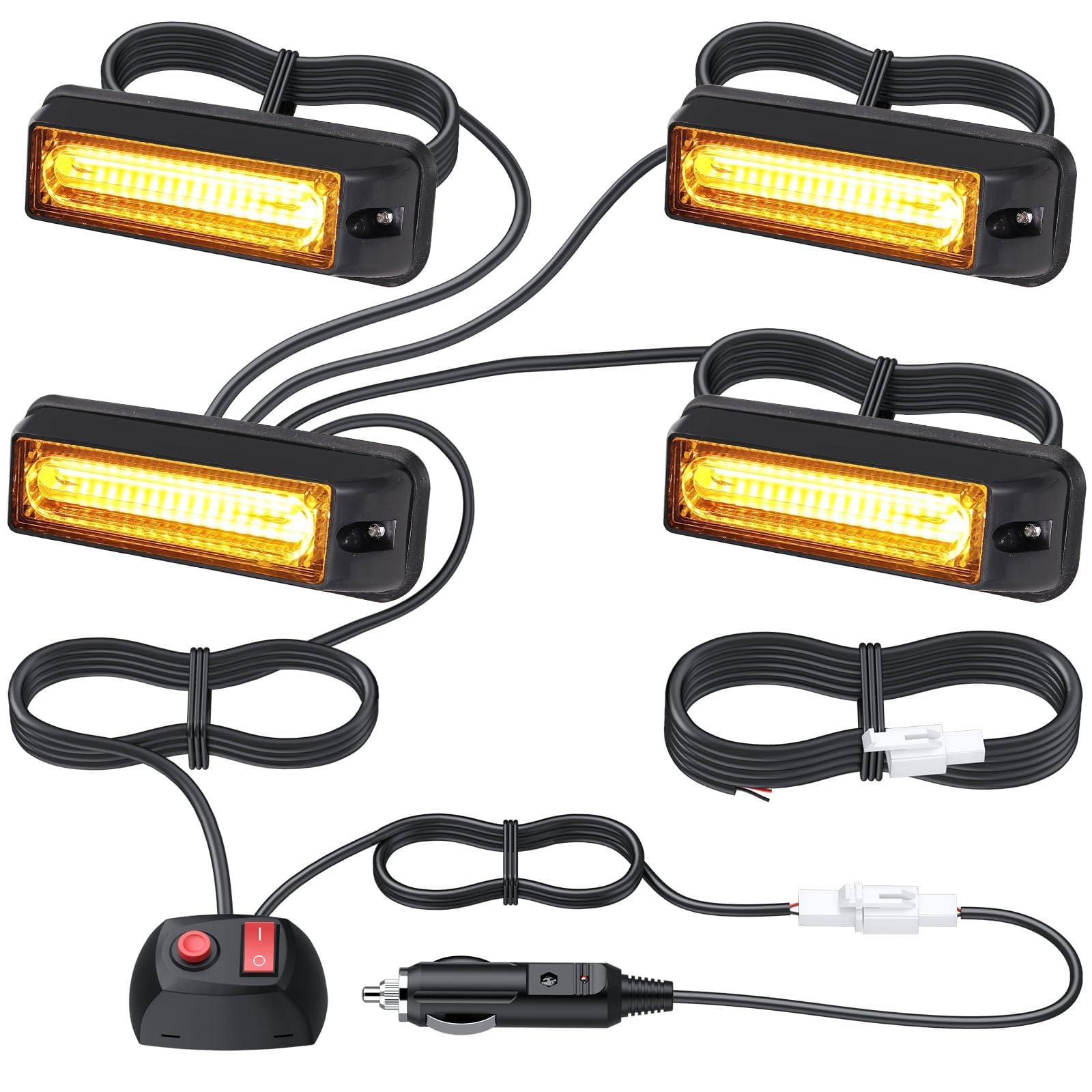 EYPINS 4X 9cm COB LED Frontblitzer, Warnlicht Warnleuchte Stroboskop Blinklicht LED Blitzer Orange 12V 24V 36W IP65 18Modi für Truck Traktor KFZ LKW Emergency Gabelstapler Notfall Warnung | E-mark E57 Angebot bei HelloDeals