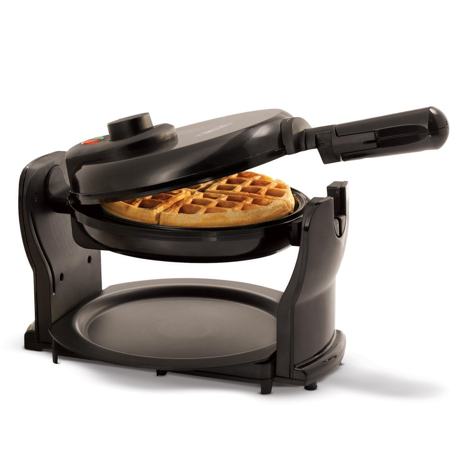 bella Klassisches rotierendes belgisches Waffeleisen mit antihaftbeschichteten Platten, abnehmbarer Tropfschale, einstellbarem Bräunungsgrad und kühlen Griffen, Schwarz Angebot bei HelloDeals