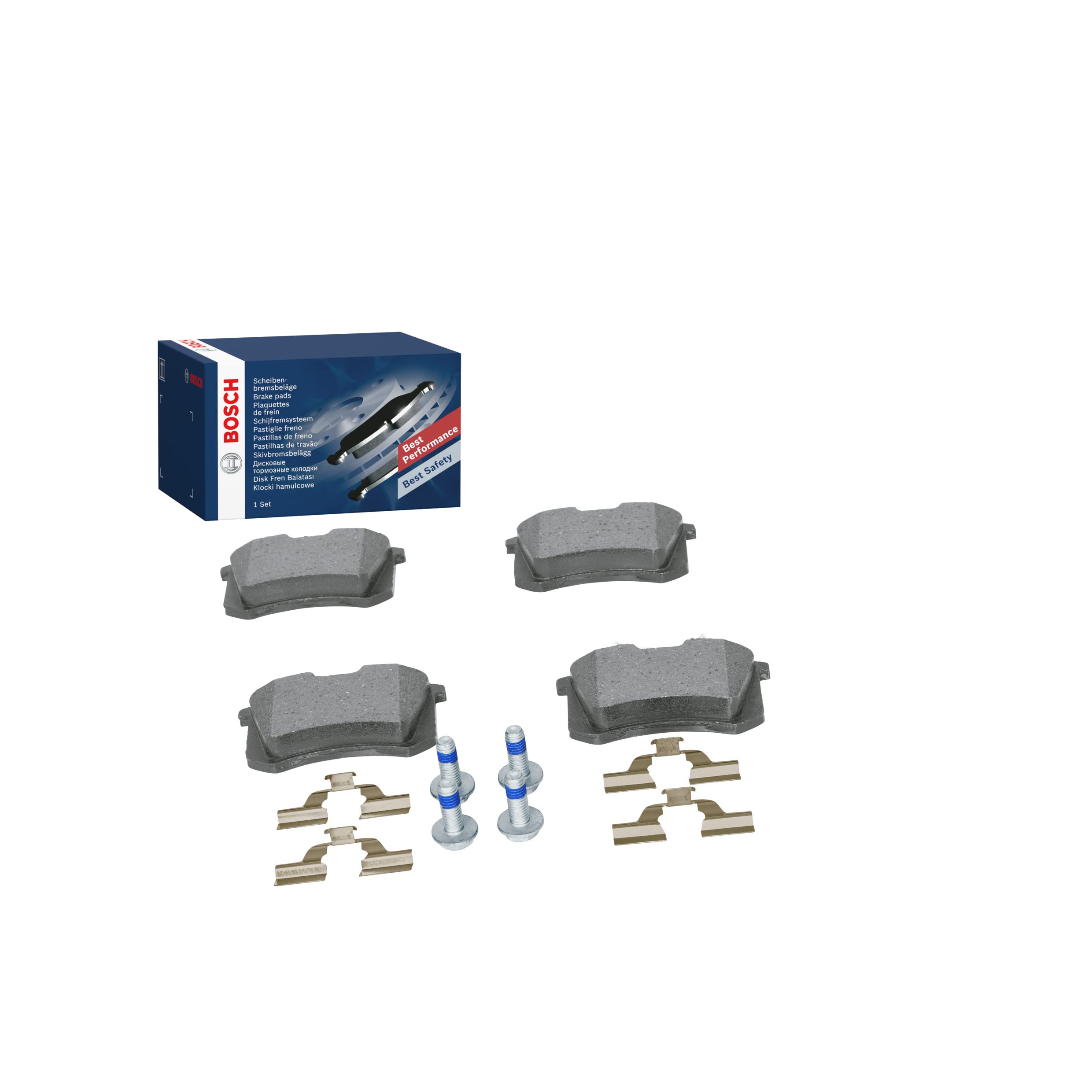 Bosch BP617 - Auto Bremsbeläge hinten - Bosch-Qualität - für leises Bremsen mit wenig Staub - ECE-R90 zertifiziert - kupferfrei - 1 Set mit 4 Bremsbelägen - mit Zubehör Angebot bei HelloDeals