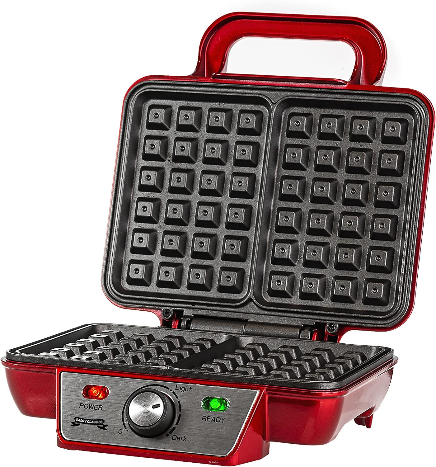 Gadgy Belgisches Waffeleisen, 1000W für 2 Belgische Waffeln, 23 x 16,8 cm, verstellbare Temperatur, LED-Anzeige, sicherer, hitzefester Griff, Ideal für köstliche Party-Desserts und Frühstückswaffeln Rot Angebot bei HelloDeals