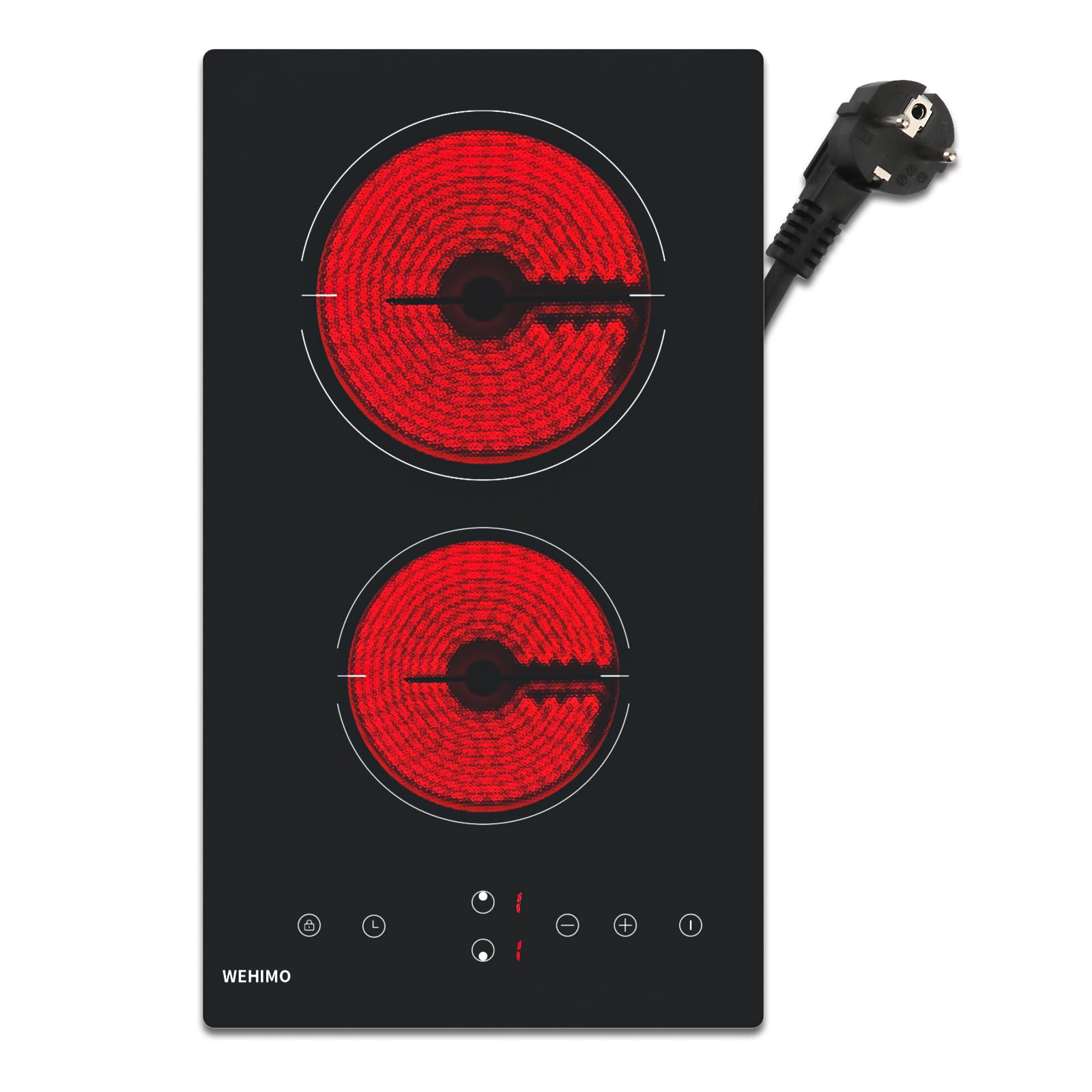 WEHIMO Glaskeramikkochfeld 2 platten, Domino Glaskeramikkochfeld, 29.5cm, 3000W, 2 Kochzonen (1800W+1200W), 9 Heizstufen, Berührungssteuerung, Kindersicherung, 1-99min Timer, Geeignet für Alle Töpfe 2-Zonen 3000W Angebot bei HelloDeals