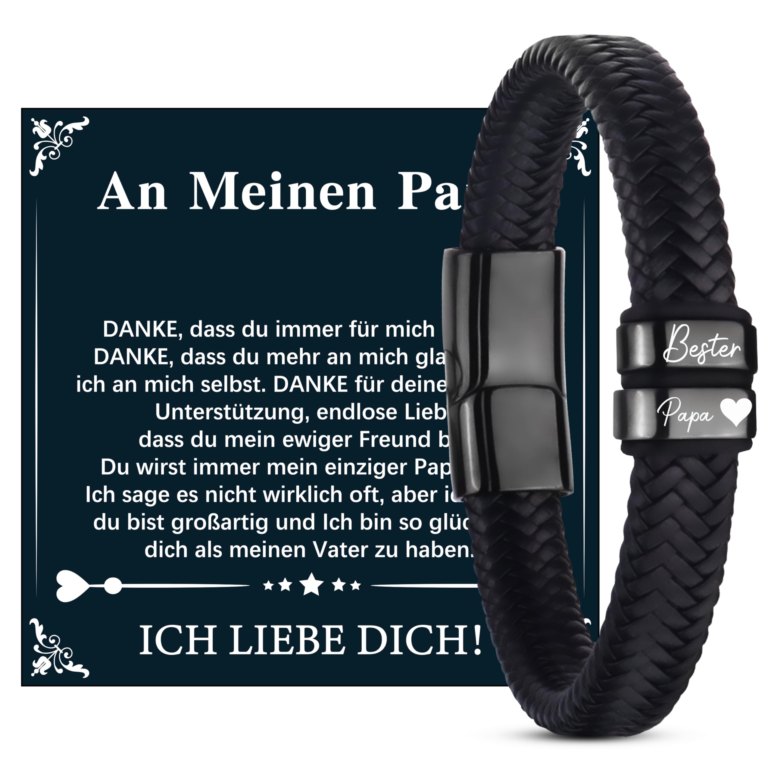 Merclix Ich Liebe Dich Geschenke für Männer/Papa/Opa Geschenk lederarmband Herren Geschenk papa/Ehemann Weihnachten/Valentinstag/Vatertagsgeschenke Angebot bei HelloDeals