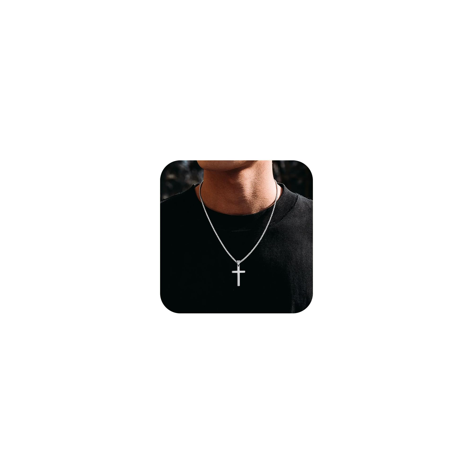 ESHIONER Kreuz Kette für Herren Silber Schwarz Titan Edelstahl Kruzifix Kreuz Anhänger silberkette Christentum Schmuck 16"-24" Kette Cross Halskette KreuzKette für Herren Angebot bei HelloDeals