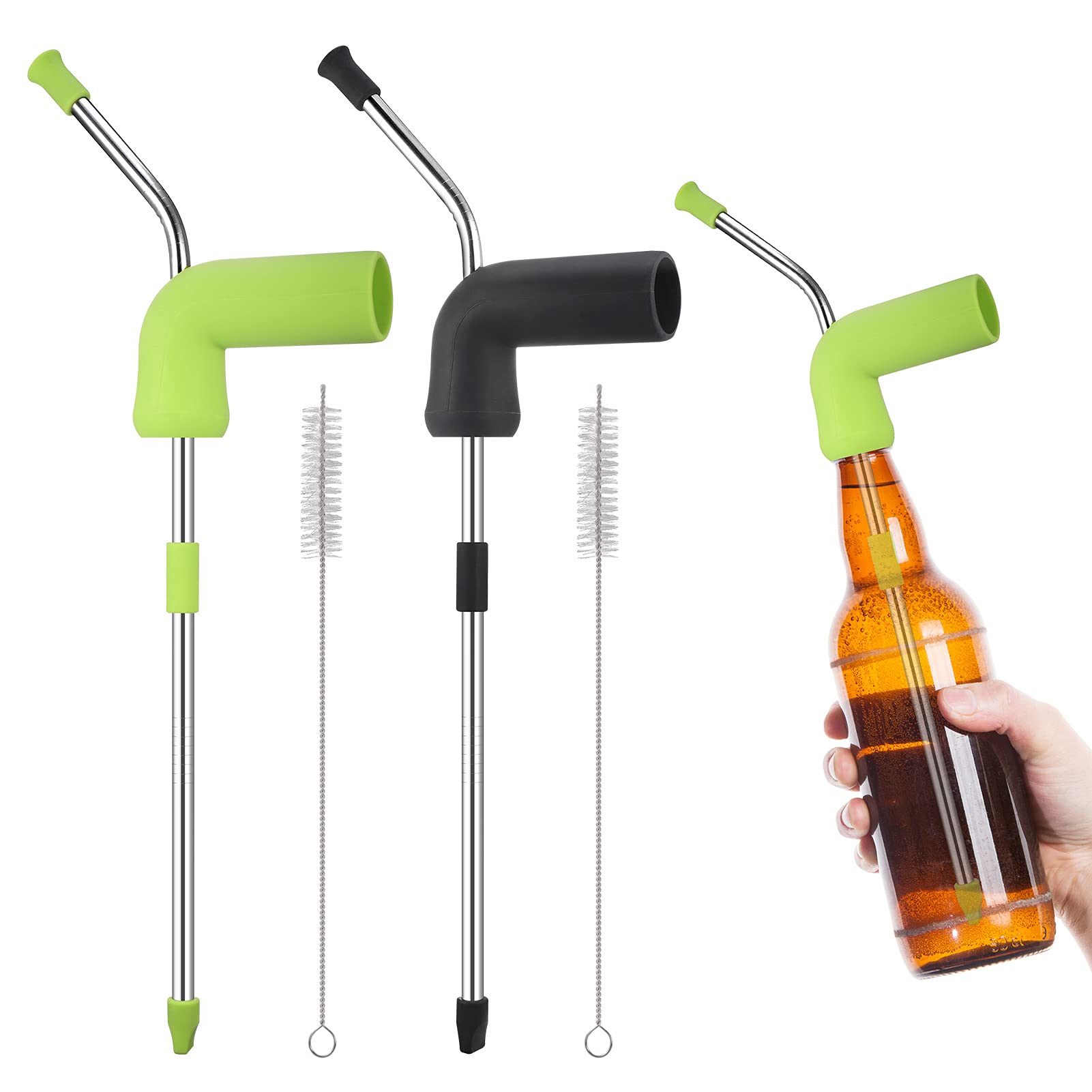 2 Stück Bier Schnorchel, Bierschnorchel, Bier Bong Trichter mit 2 Reinigungsbürsten, Bierzapfer Party Spender Bierspender, Bar Trinkwerkzeuge, Double Beer Snorkel Bierzapfanlage, für Bierdose etc. Angebot bei HelloDeals