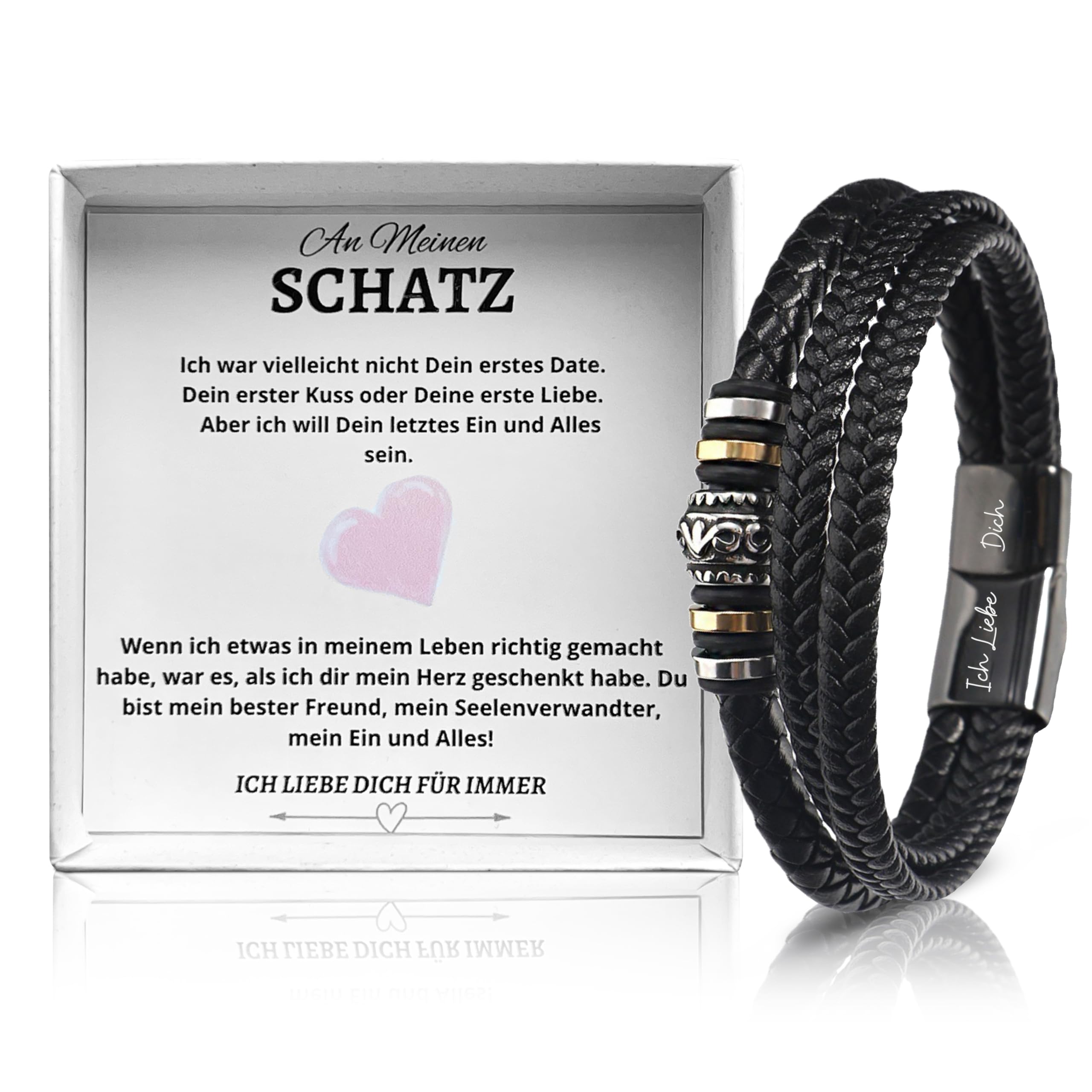 Ahnona Geschenke Für Männer - Ich Liebe Dich Geschenke für Männer, Für Freund, Lederarmband Herren, Geburtstagsgeschenk Für Männer, Geschenk Für Ihn, Mit Gravur Angebot bei HelloDeals
