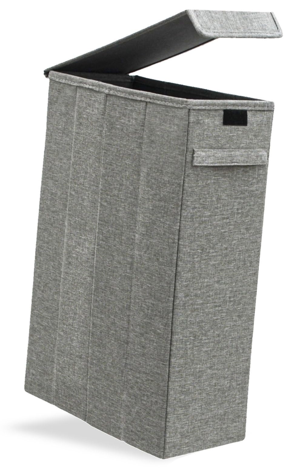 DuneDesign 20 cm Schmaler Wäschekorb mit Deckel - 50L Stabiler Holzrahmen - 20x40x60 Wäschesammler Schmal - Wäschetonne mit Deckel Grau - Wäschebox für Schmutzwäsche - Wäsche Nischenregal 20 cm Breit Nischenkorb Angebot bei HelloDeals