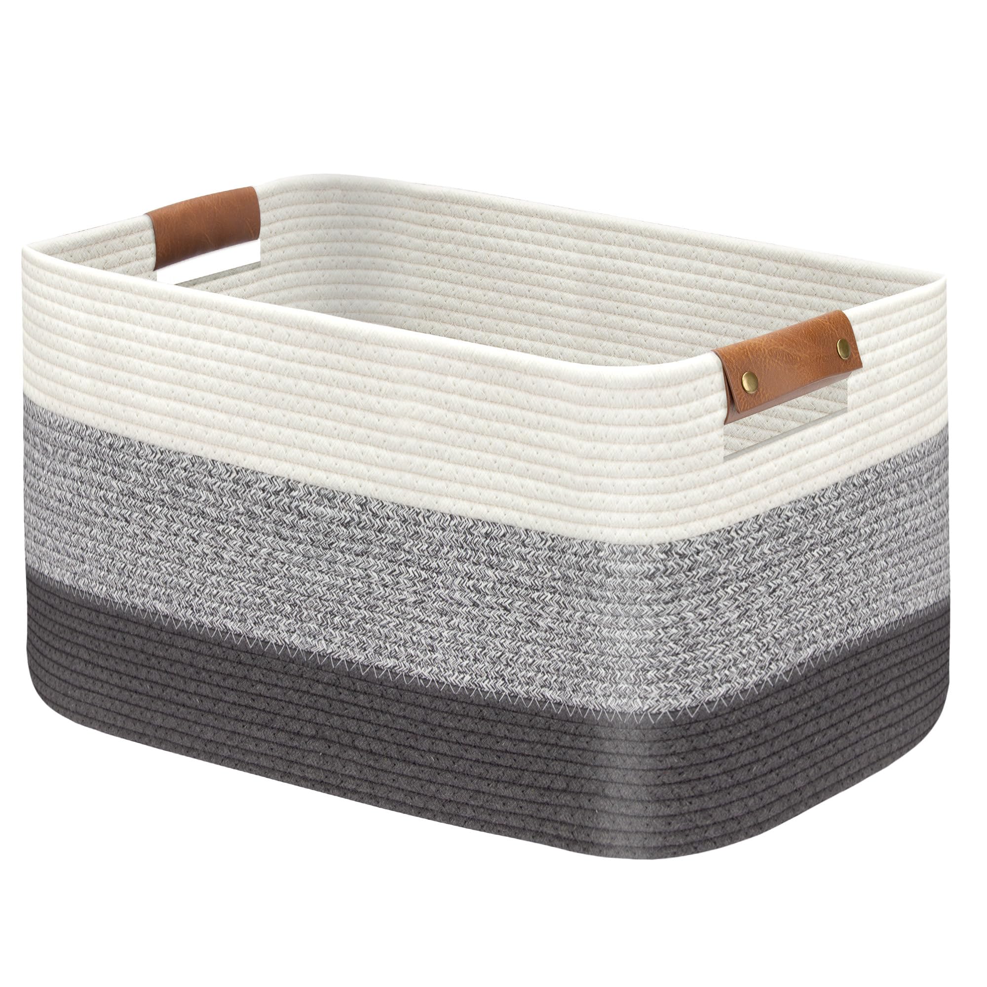 Goodheim Wäschekorb Groß, Wäschesammler Aufbewahrungskorb Geflochten,Faltbarer Korb mit Henkel für Decken Spielzeug Kinderzimmer,Laundry Baskets 55 x 38 x 30 cm, Farbverlauf Grau 63L Farbverlauf Grau Angebot bei HelloDeals