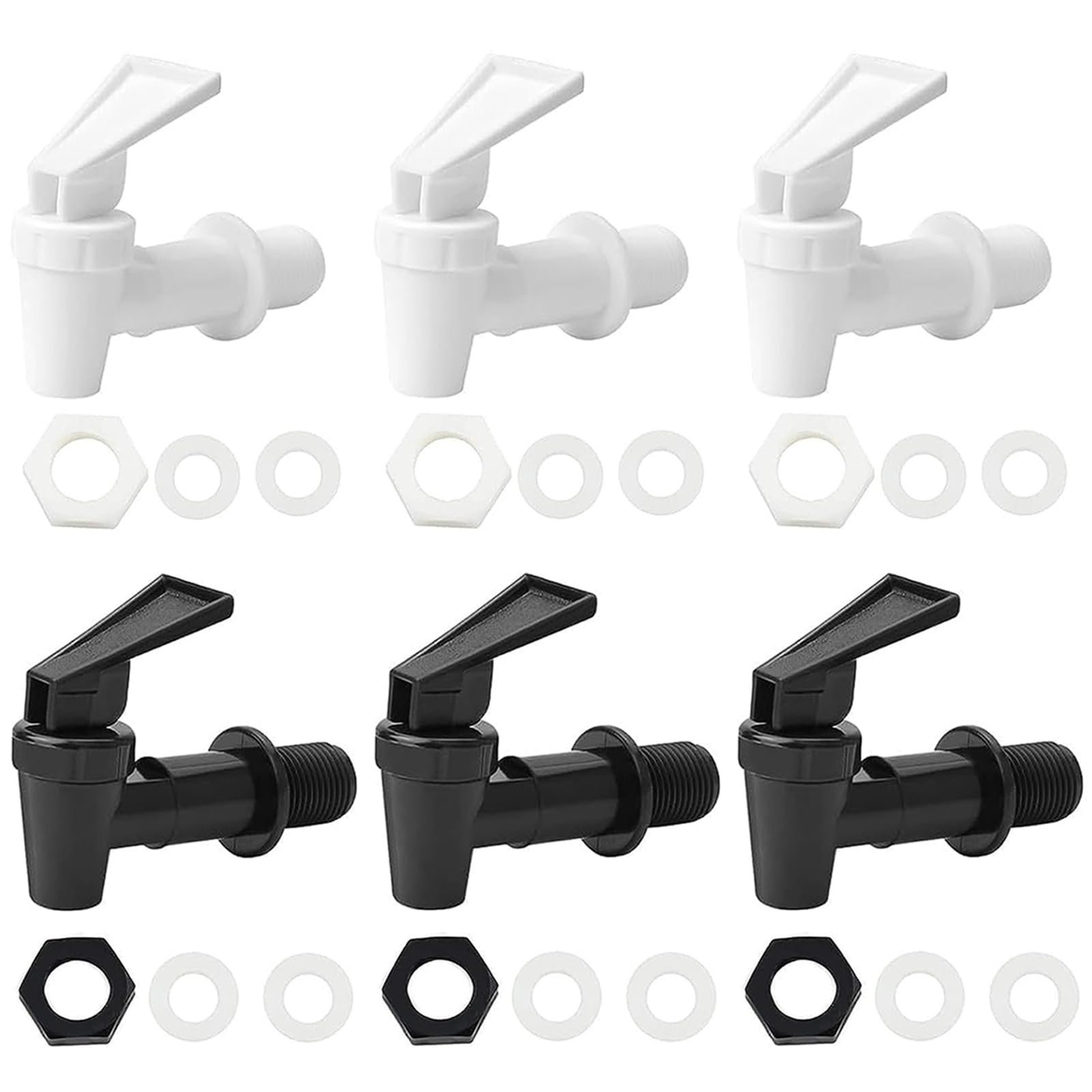 6 Stück Kunststoff Getränkespender Zapfhahn, Wasserspender Ersatzzapfen, Ersatzhahn, geeignet für Kalte und heiße Getränke, für Bierfass, Glas, Kaffee, Saft, Trinkbrunnen, Schwarz und Weiß Angebot bei HelloDeals