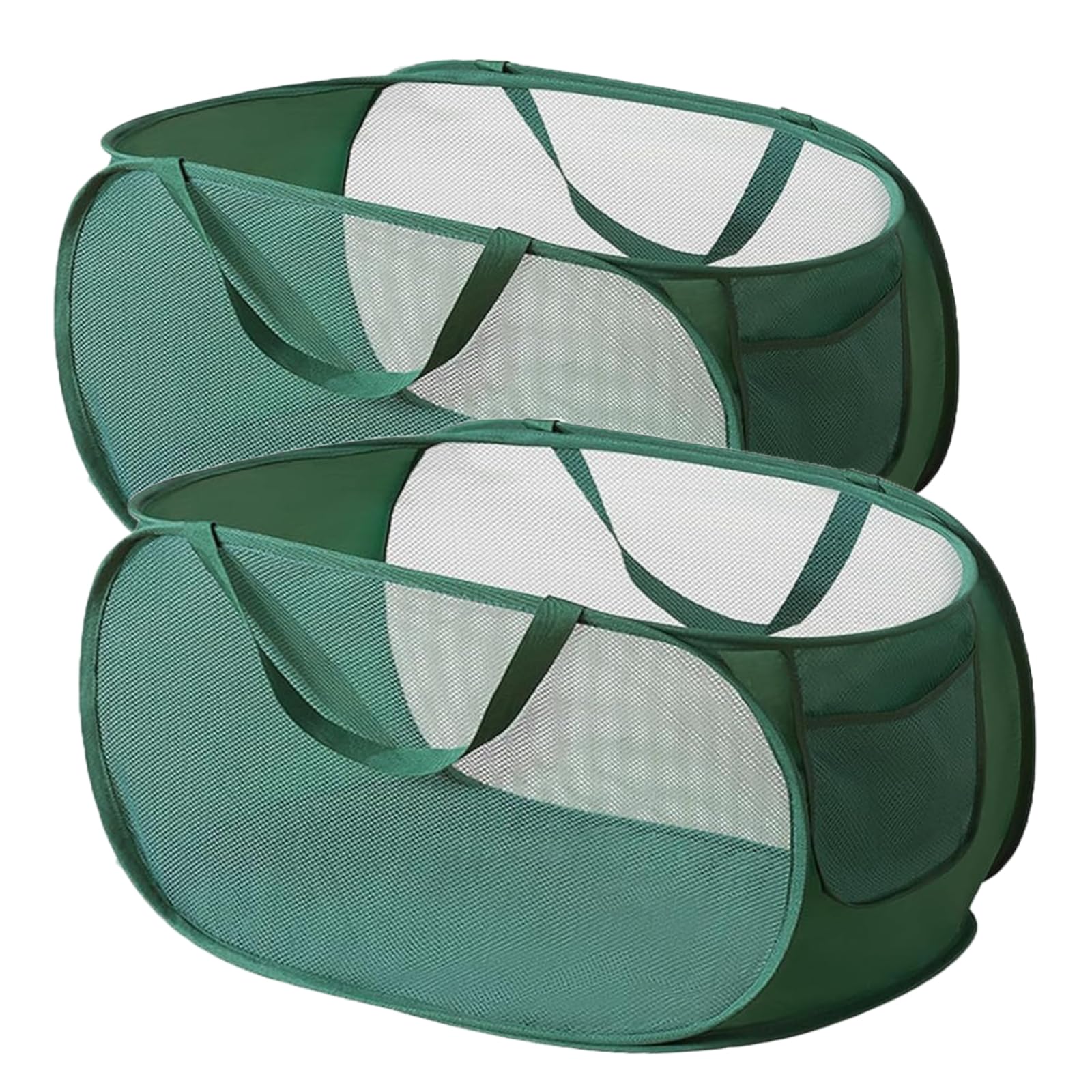 xiaoxiaozhijia 2 Stück Pop Up Wäschekorb Faltbarer,36 * 36 * 58 cm,Wäschekorb Klappbar Mit Henkel,Netzwaschbeutel für Kinderzimmer College Dorm Camping Und Reisen (Green) Angebot bei HelloDeals