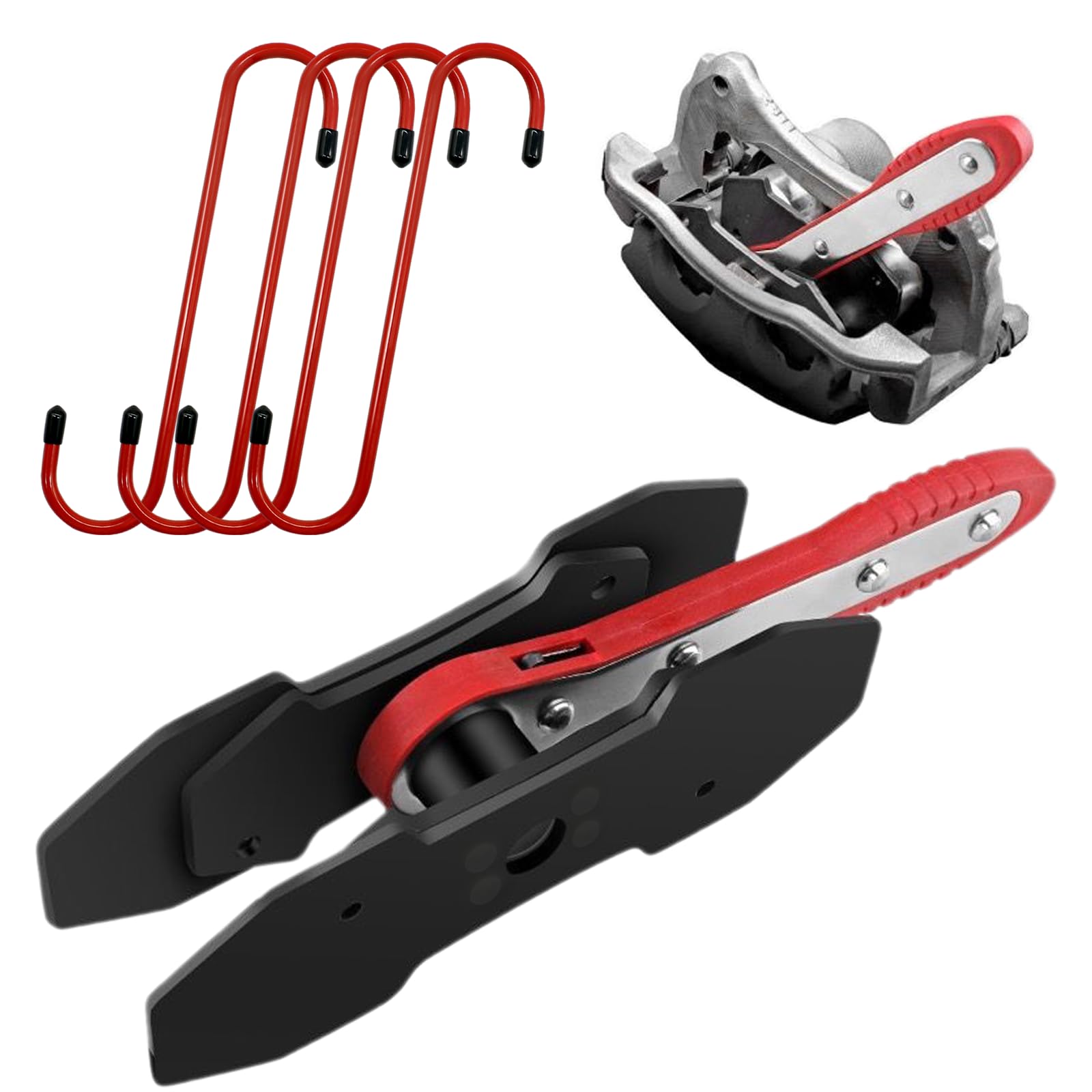 CHANG QI Bremssattelwerkzeug Ratschen Bremskolben-Rückstell-Werkzeug mit 2 Stahlplatten und 4 S Haken Bremsbelag-Ersatzhaken… Groß Angebot bei HelloDeals