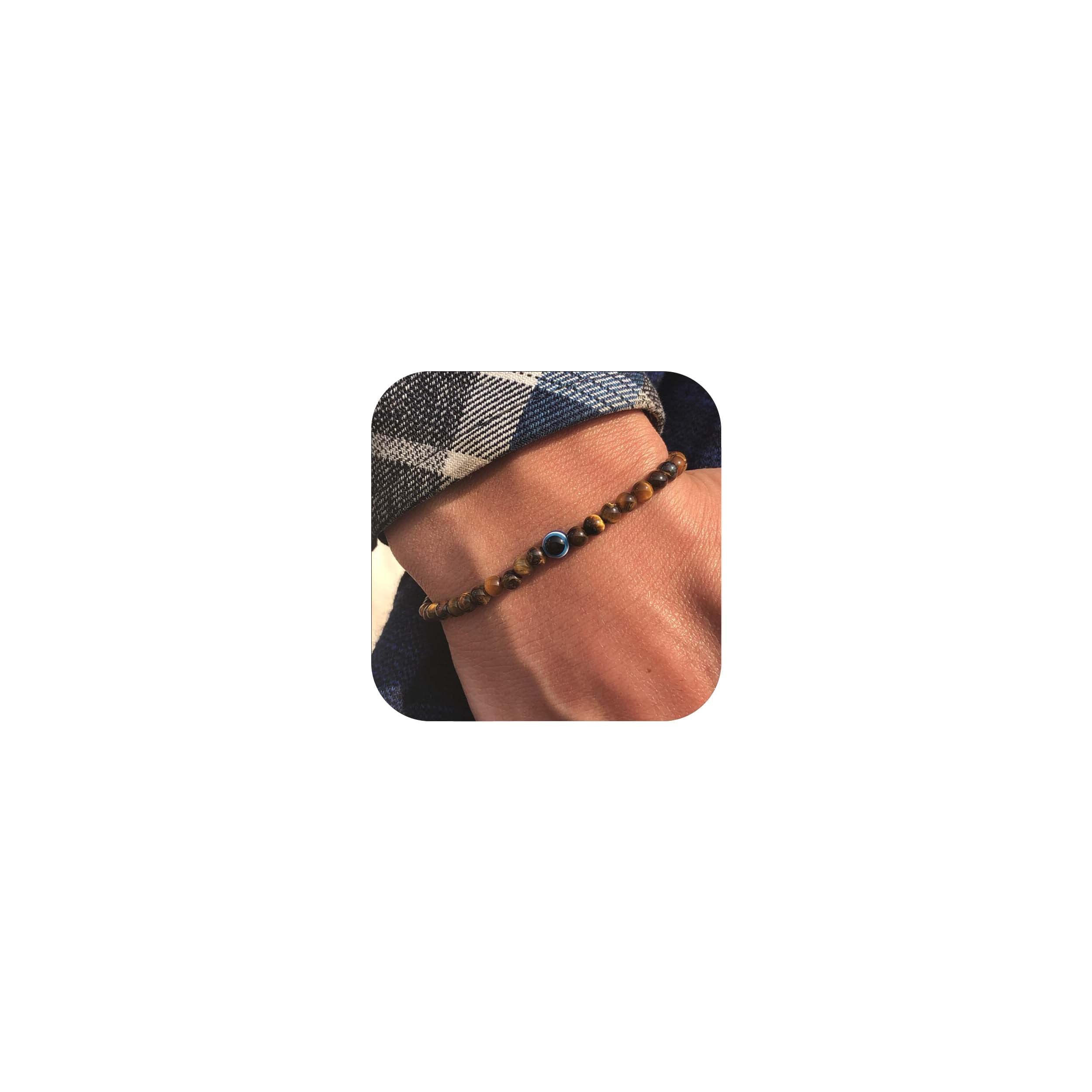 Lameybrt Natürlicher Achat Böses Auge Armband für Herren, Schutzarmband Angebot bei HelloDeals