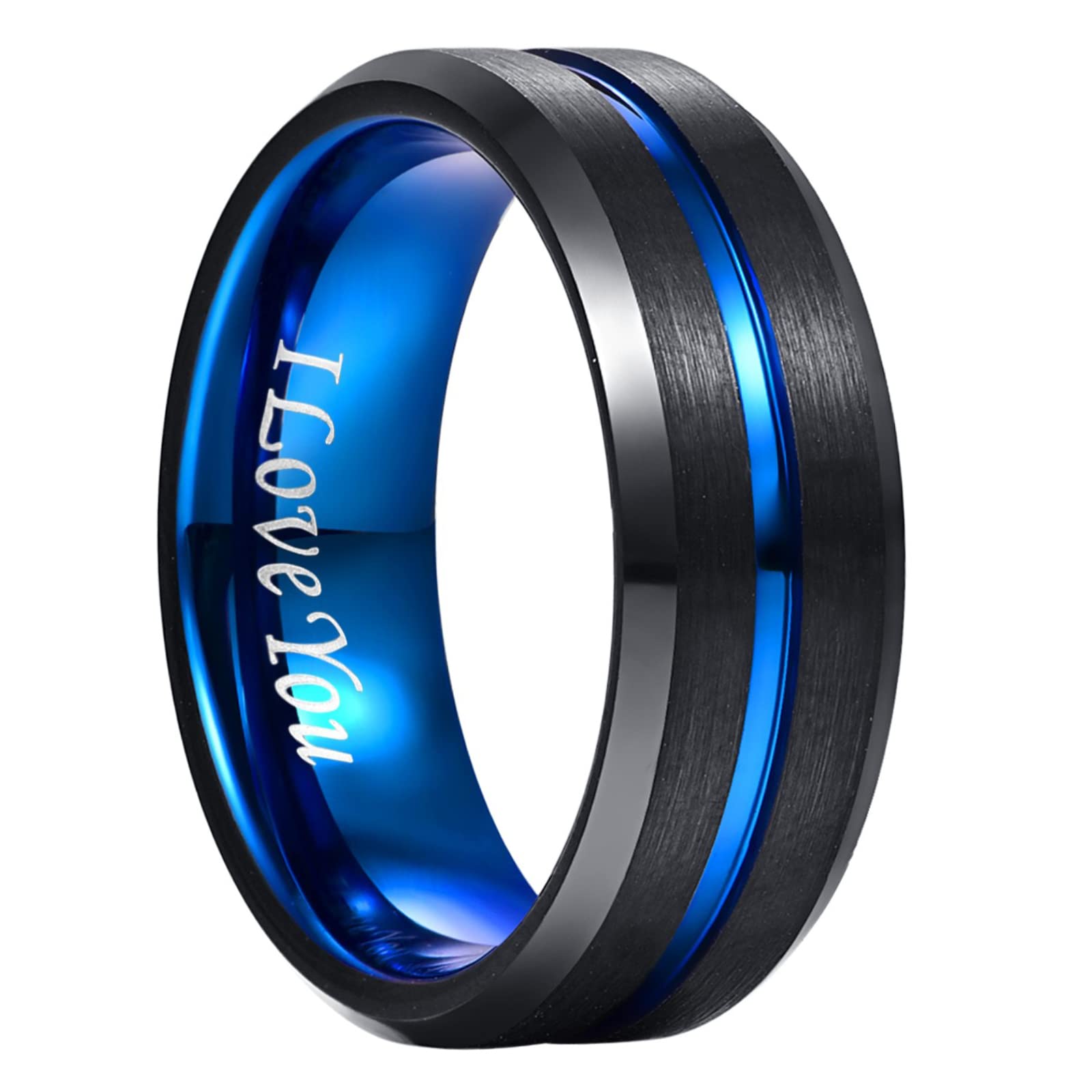 NUNCAD Ring Herren/Damen Wolframcarbid 4mm 6mm 8mm 10mm Men Fashion Schmuck Ehering Verlobungsringe Paar Freundschaftsring Schwarz Blau Gold Rosegold Größe 47 bis 80 (15-25.4) Angebot bei HelloDeals