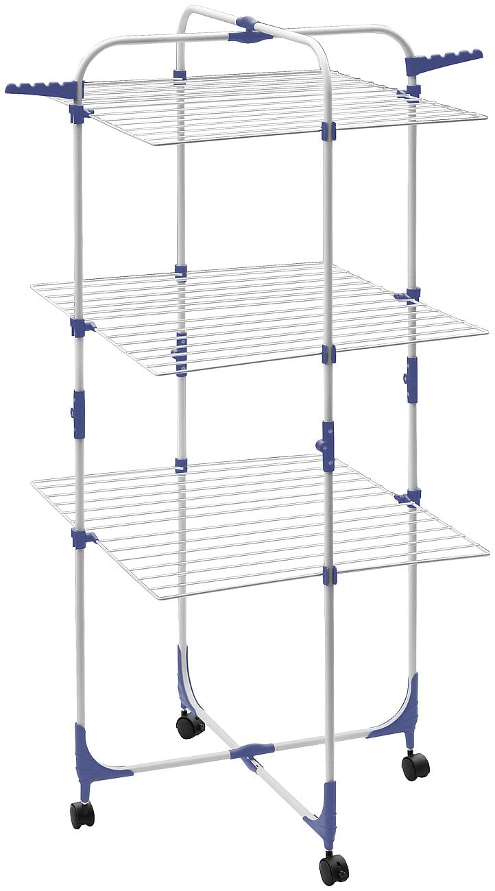 PEARL Wäscheständer: 3 Etagen Wäscheturm mit Rollen, 30 m Trockenstange, klappbar (Wäscheständer für Camping, für Badezimmer, Waschmaschine) Angebot bei HelloDeals
