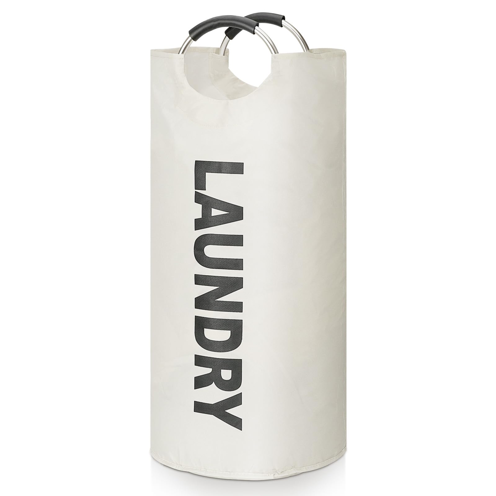 Faltbarer Wäschekorb, Wäschekorb mit einem Fassungsvermögen von 90 l, mit Griff, wasserdichter Wäschekorb aus Stoff, Flaschensammler, Wäschekorb aus Oxford-Stoff (gebrochenes Weiß) Angebot bei HelloDeals