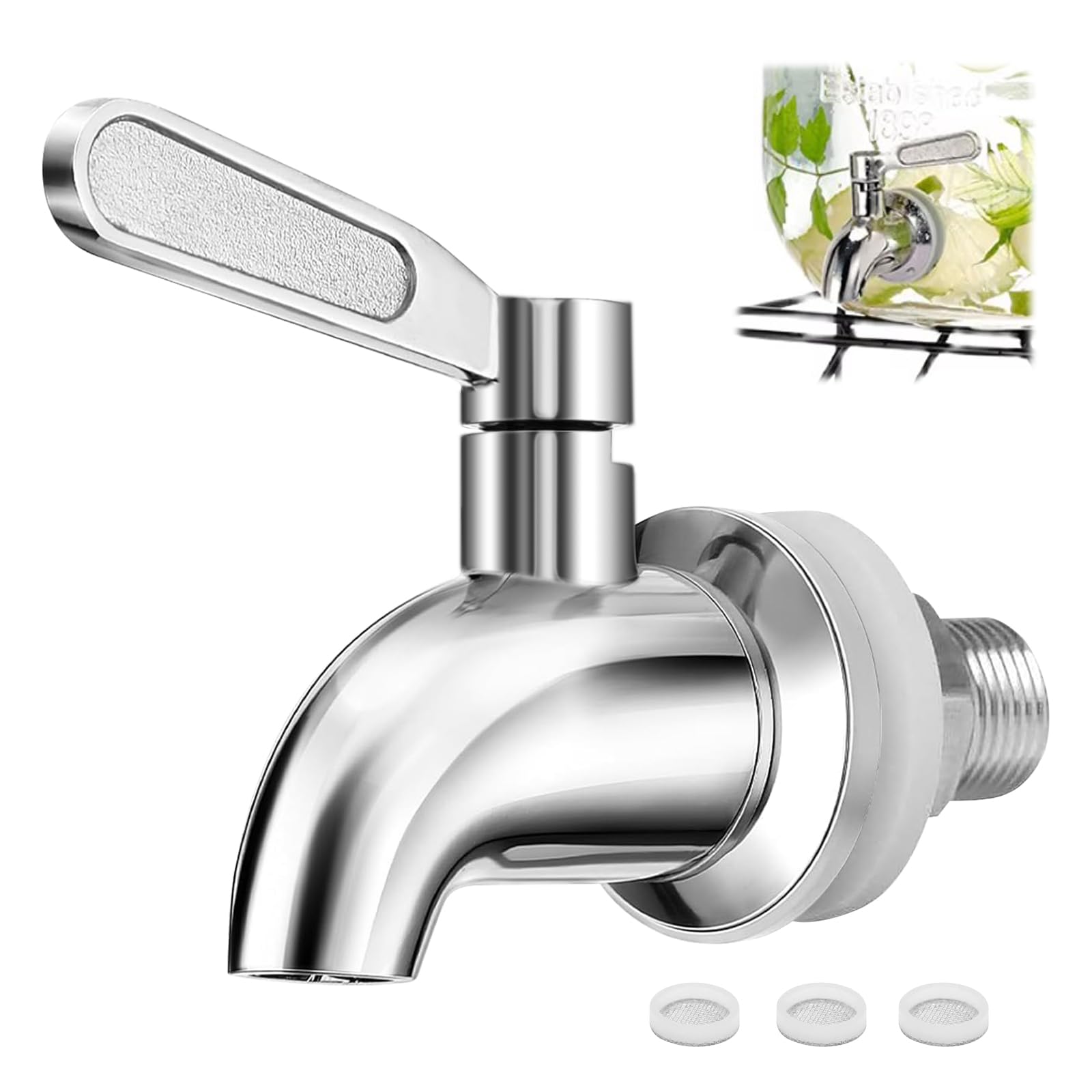 YPLonon Getränkespender Zapfhahn Universal 304 Edelstahl Ersatz Zapfhahn für Getränkespender 16mm Wasserspender Ersatzhahn für Wasserspender, Glasbehälter, Heiß- und Kaltbierfässer Angebot bei HelloDeals