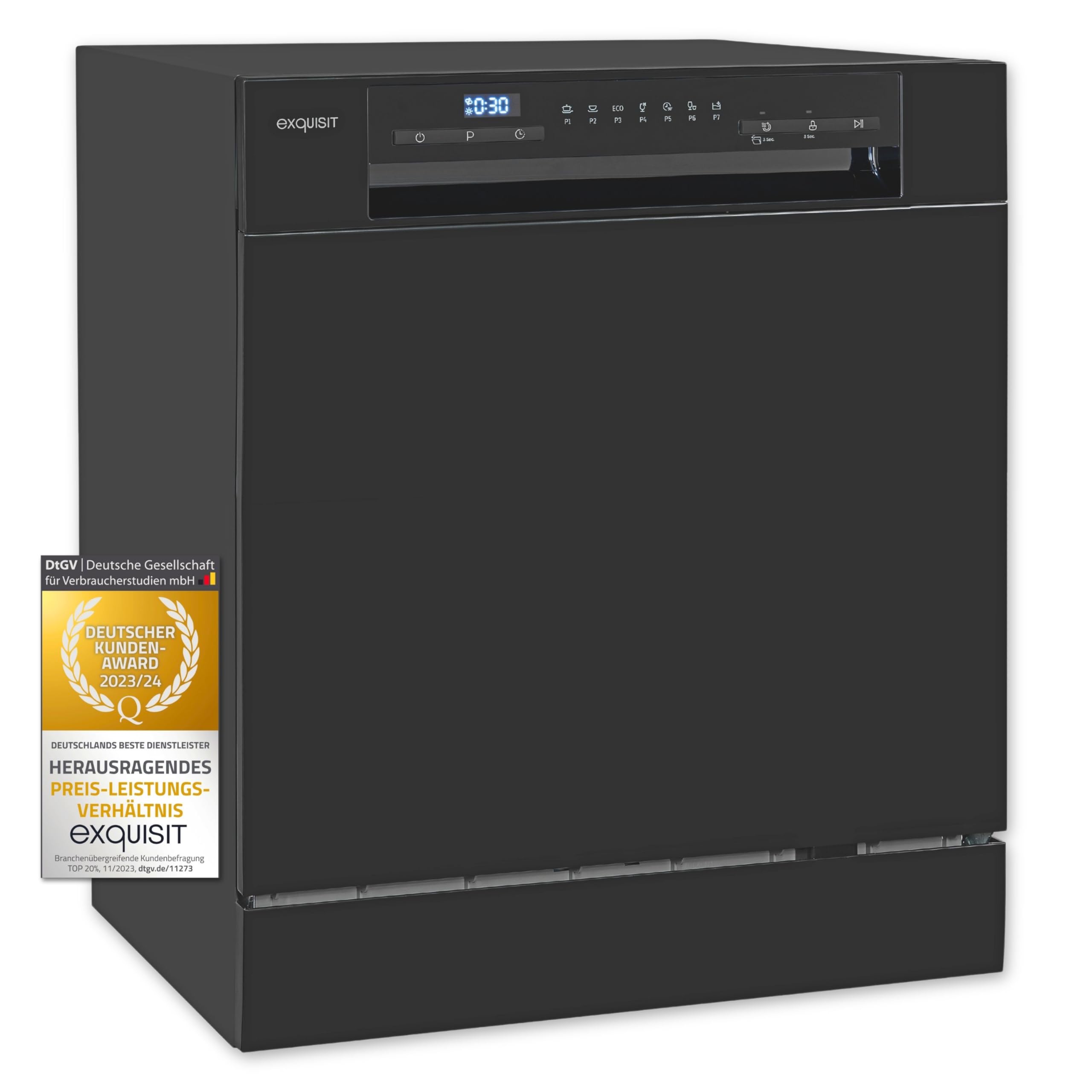 Exquisit Mini-Geschirrspüler, Tischspülmaschine, 55 cm breit, spülmaschine klein, ECO-Modus, GSP5508-030D schwarz Schwarz Groß Angebot bei HelloDeals