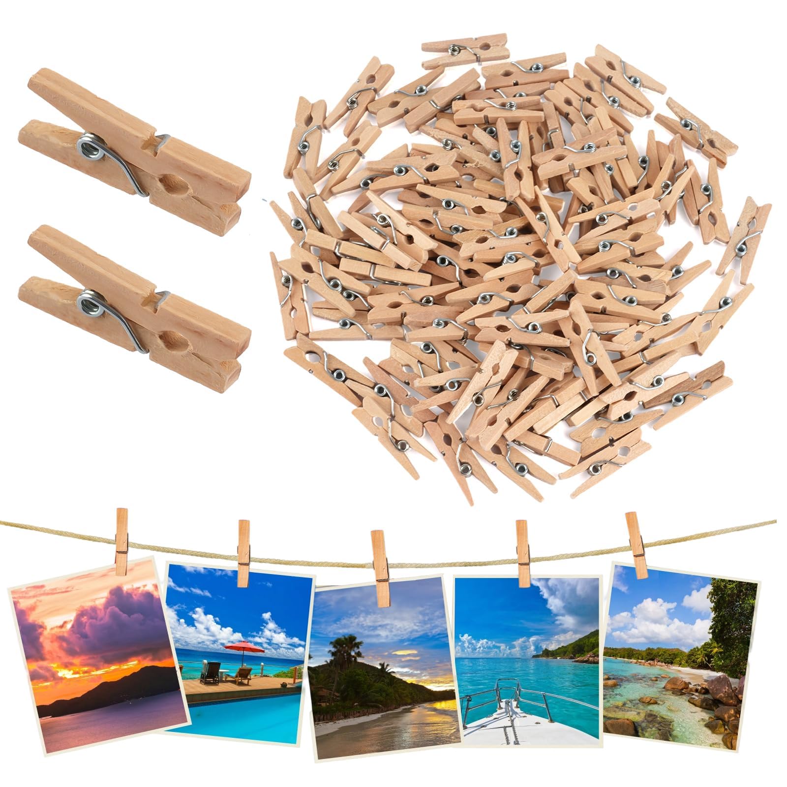 100 Stück Holzklammern Klein,25mm Mini Wäscheklammern Holz,Nachhaltiges Holzwäscheklammern für Fotos Aufhängen Postkarten DIY Basteln Deko 100 Holz Angebot bei HelloDeals