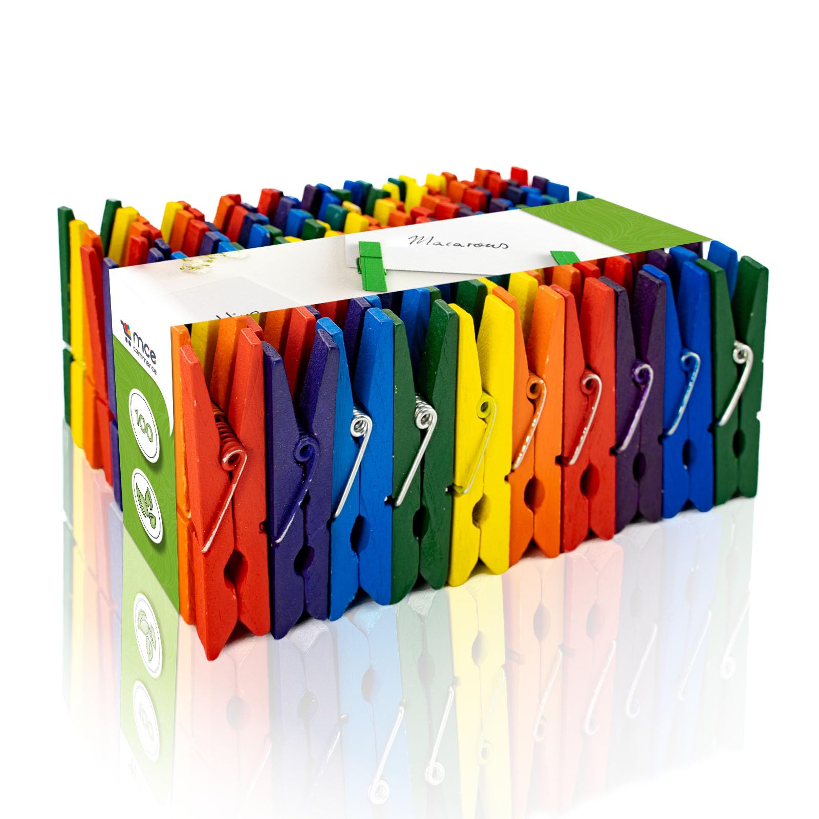 Holz Wäscheklammern A00154125 Birkenholz, bunt Sortiert, 45 mm, 100 Stück, 45mm, Natur Angebot bei HelloDeals