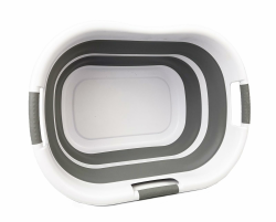 SAMMART 30L zusammenklappbarer Wäschekorb aus Kunststoff – faltbarer Pop-Up-Aufbewahrungsbehälter/Organizer – tragbare Waschwanne – platzsparender Wäschekorb (Weiß/Grau) 1 Weiß/Grau Angebot bei HelloDeals