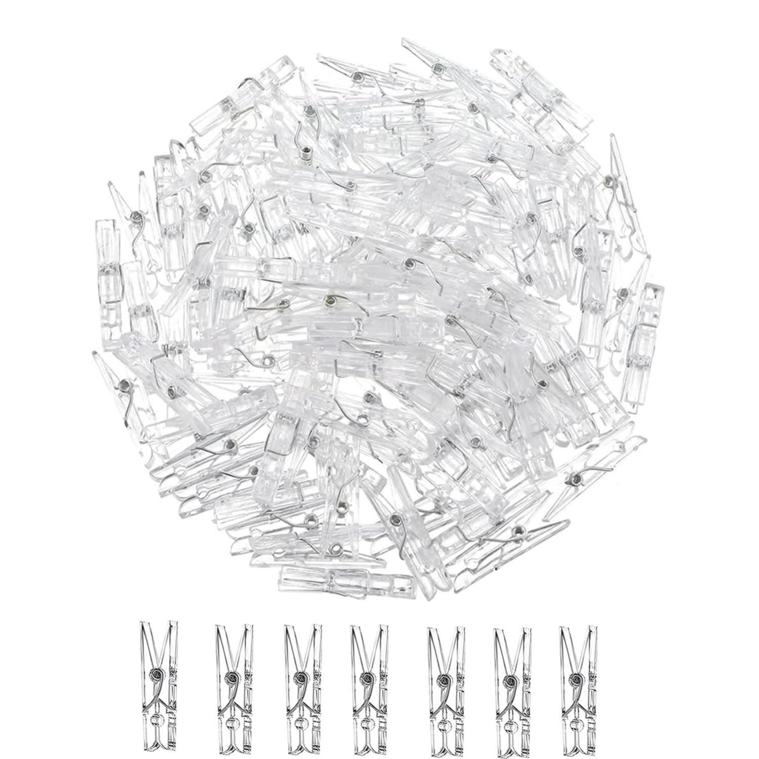 JJiaoLinin Frühling Hängende Clips,100 Stück Mini Klammern Durchsichtig Wäscheklammern Transparent Kunststoff Schellen Durchsichtige Klammern Kleine Klammern für Fotos Aufhängen Lichterkette Angebot bei HelloDeals