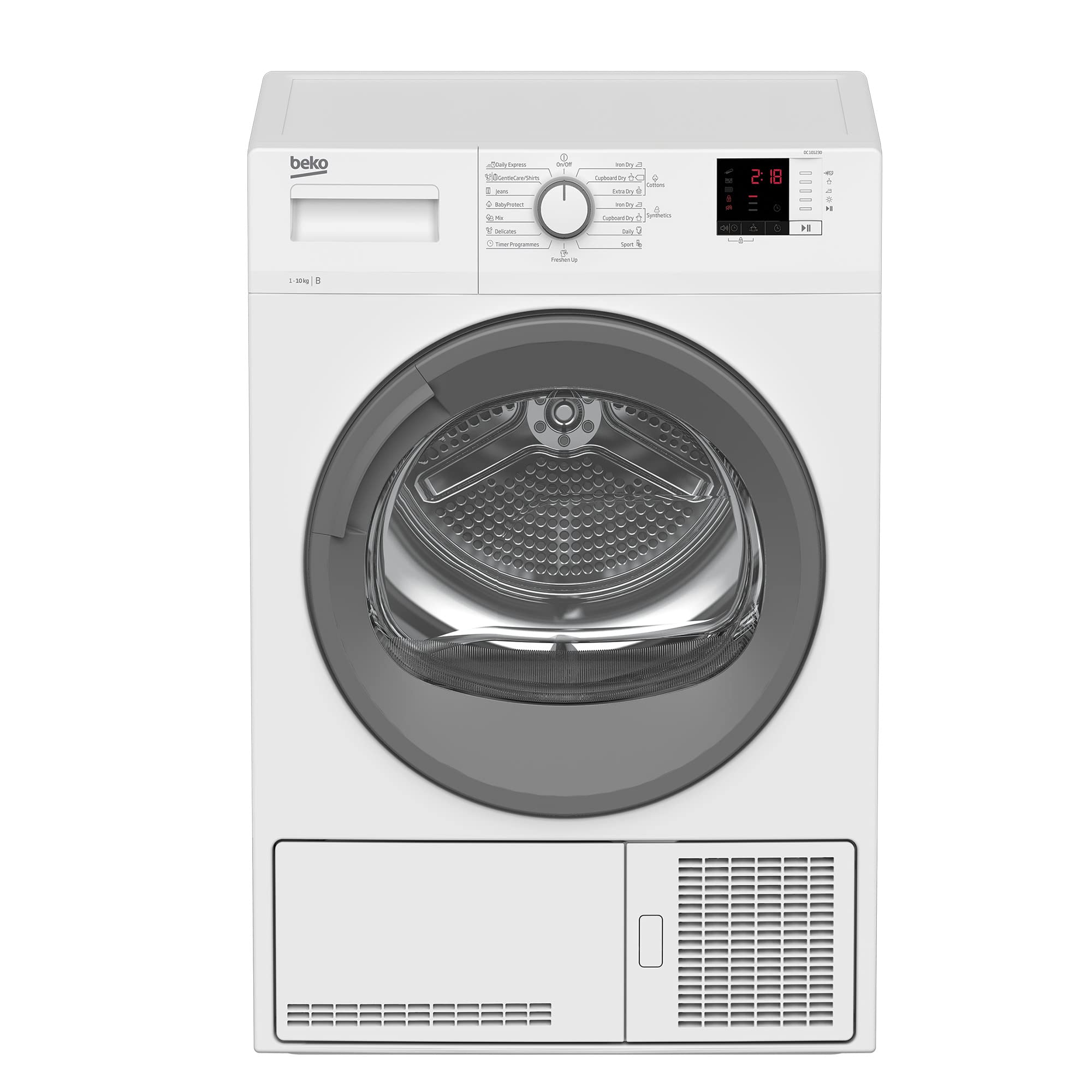 Beko DC 101230 Kondenstrockner, 10 kg, schonende Trommelbewegung, 15 Programme, Multifunktionsdisplay, Sensortrocknung, Knitterschutz, Restzeitanzeige, Kindersicherung, Weiß 10 kg DC Serie Angebot bei HelloDeals