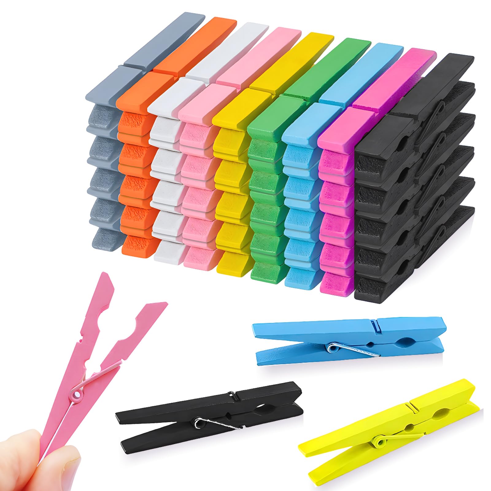 HAALII Holz Kleidung Pins, natürliches Holz,farbige Wäscheklammern, Pins für Clip Bilder Fotos, Kleine Bunte Clothepins Clips, Wäscheklammern mit Frühling, 50-Pcs, 7.2cm Angebot bei HelloDeals