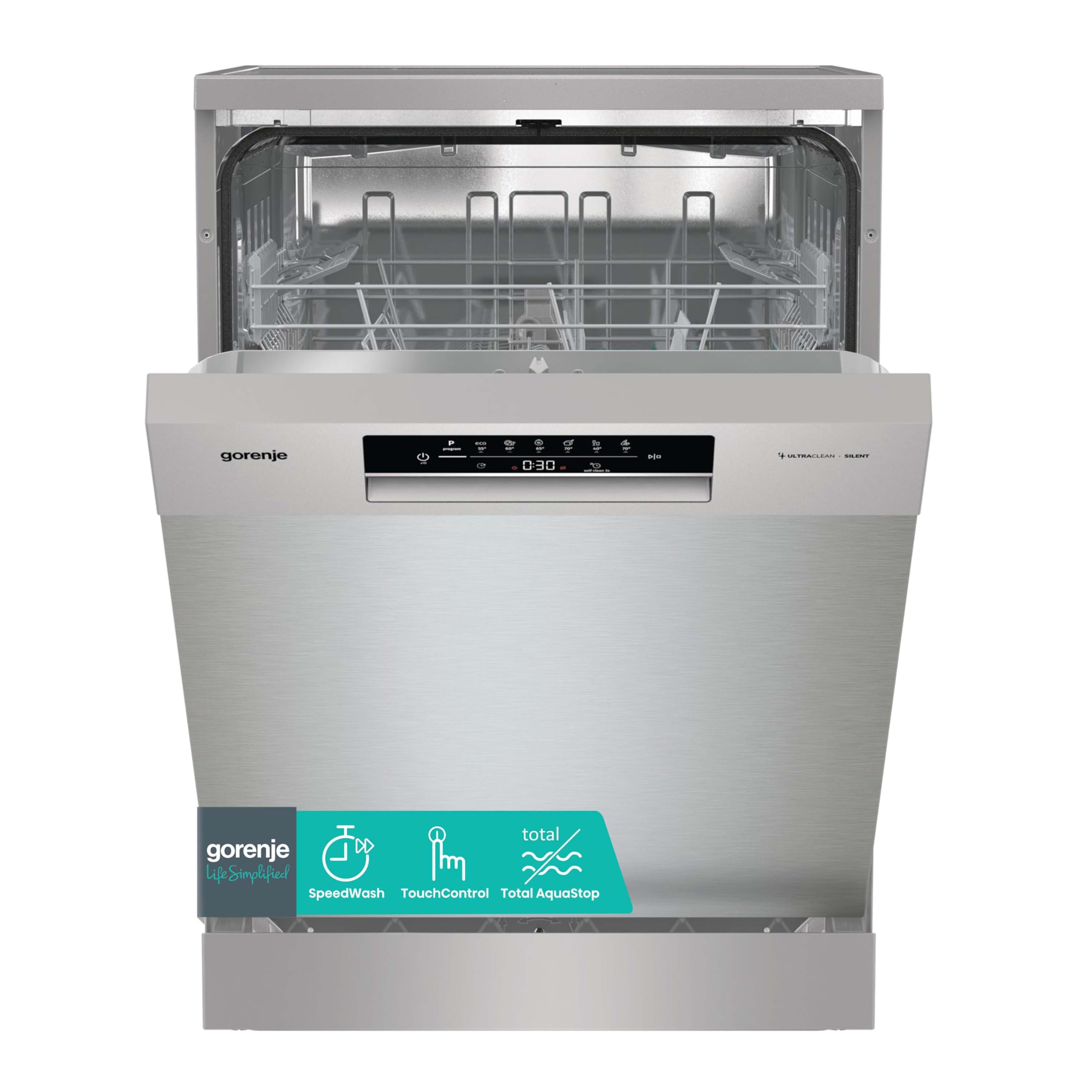 Gorenje GS642E90X Freistehender Geschirrspüler, 60 cm, 13 Maßgedecke, Total AquaStop, vollständiger Überlaufschutz, Hygiene Programm, SpeedWash Funktion, Selbstreinigung, UltraClean Besteckkorb 60 cm_13 Maßgedecke Energieklasse E Inox Angebot bei HelloDeals