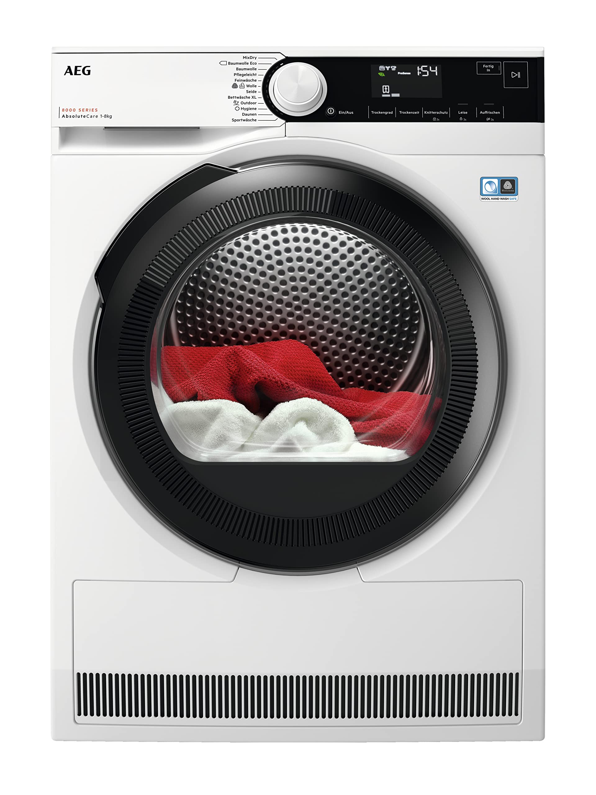AEG Wärmepumpentrockner 8 kg, Serie 8000: AbsoluteCare Wolle- und Seidetrocknung, Testsieger der Stiftung Warentest, Energiekl. C, Energiesparend, Trommelbeleuchtung, Knitterschutz, TR8T70680 Serie 8000 EEKL C | 8kg STIWA Angebot bei HelloDeals